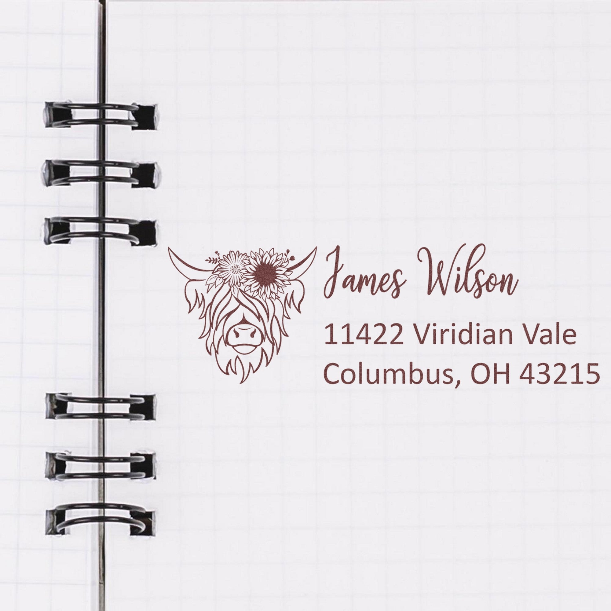 Self-Inking Lush Coated Cow Customizable Mail Address Stamp - Engineer Seal Stamps