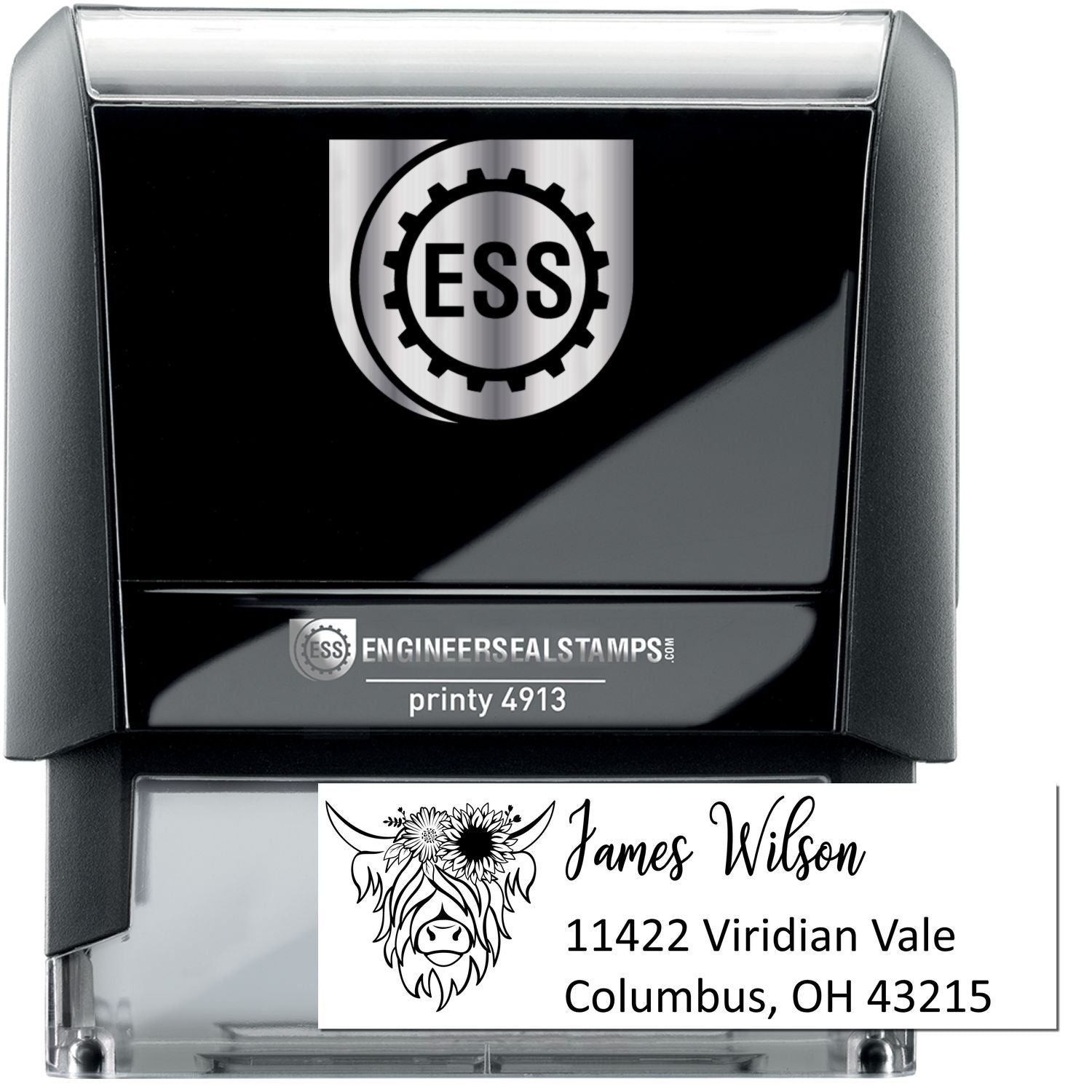 Self-Inking Lush Coated Cow Customizable Mail Address Stamp - Engineer Seal Stamps