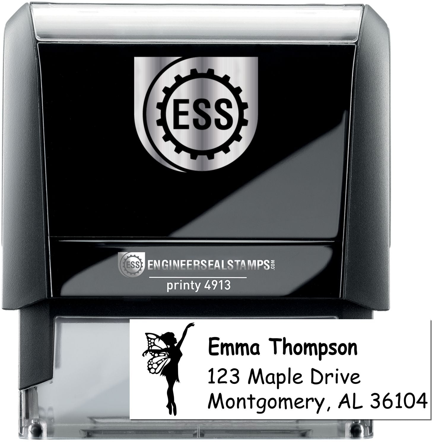Self-Inking Whimsical Thistle Mythical Fairy Personalized New Address Stamp - Engineer Seal Stamps