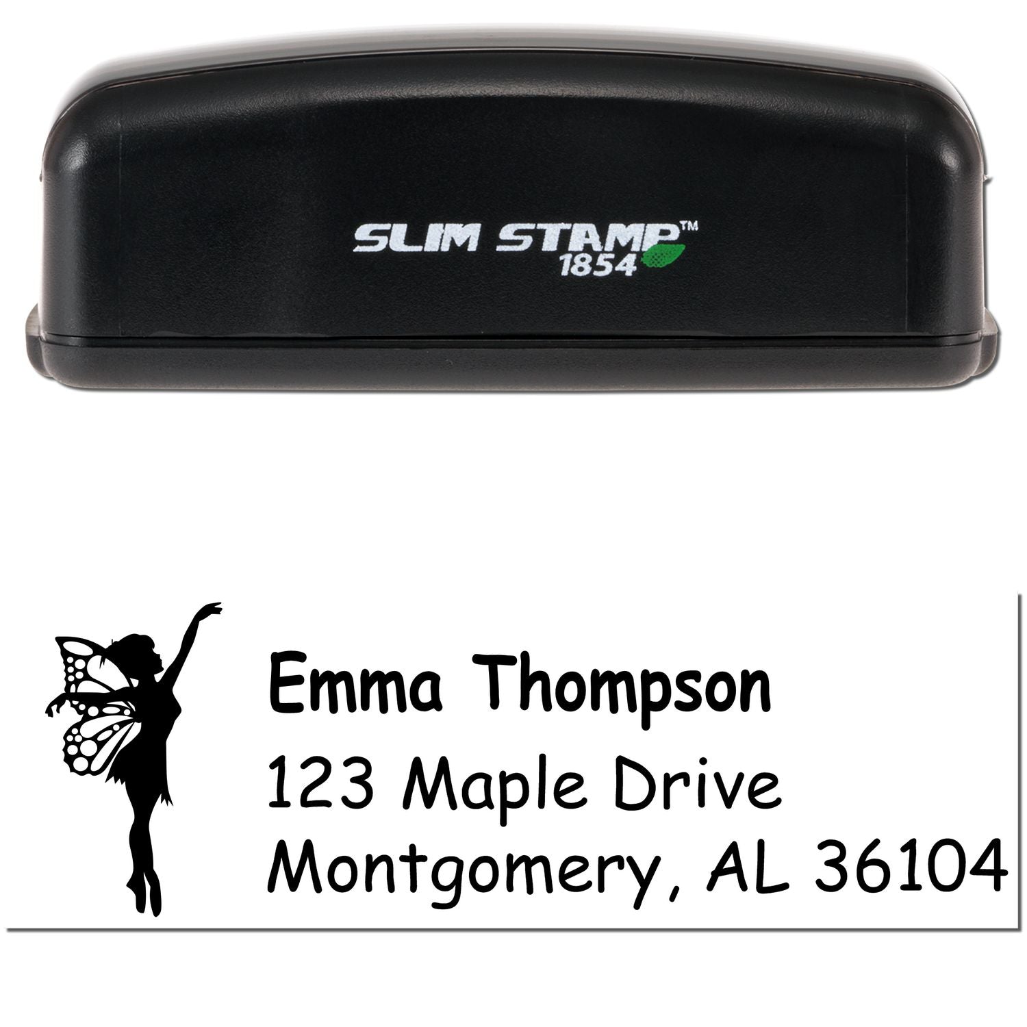 Slim Pre-Inked Whimsical Thistle Fairy Customized Address Label Stamp - Engineer Seal Stamps