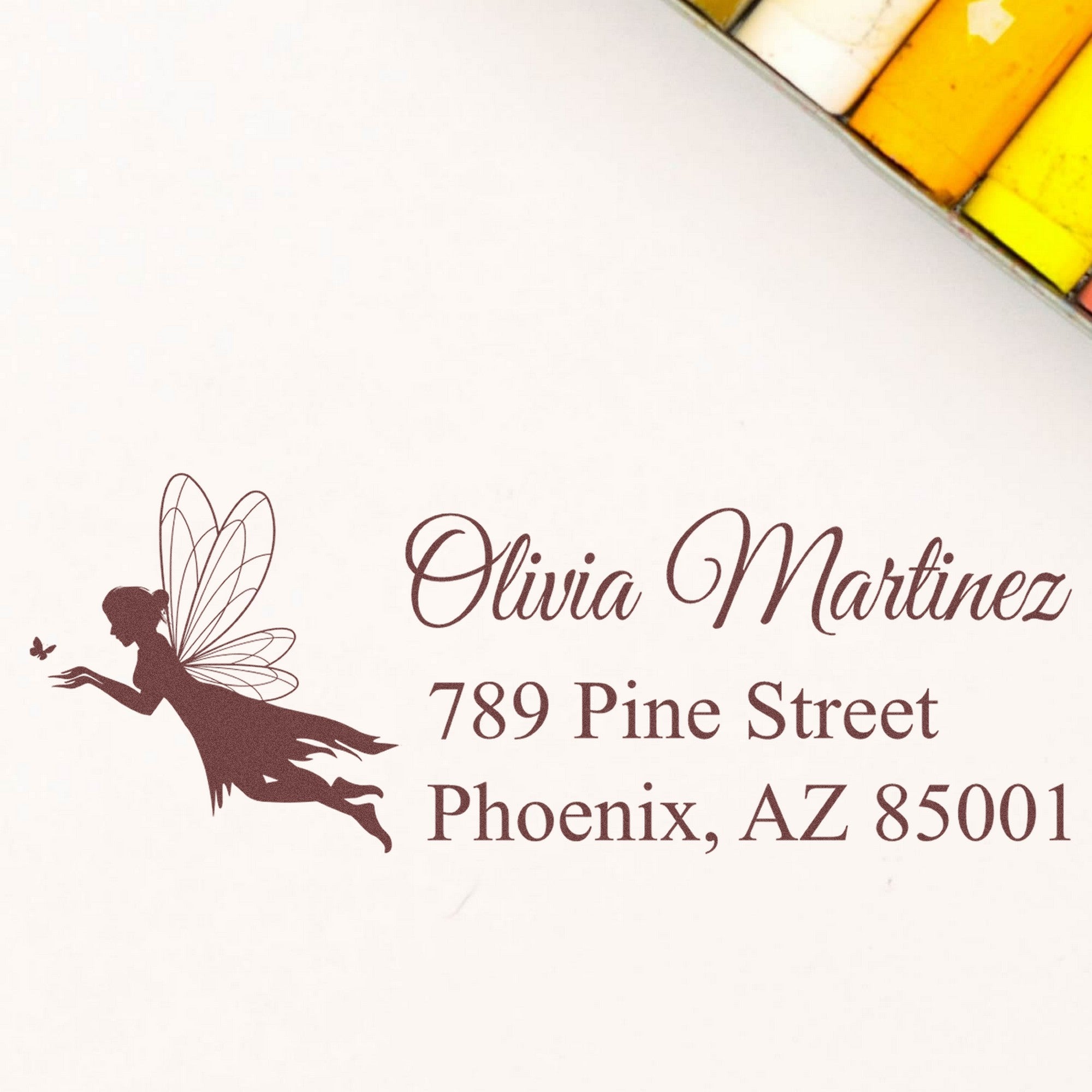 PSI Gentle Petalwhisper Magical Fairy Customized Address Pre-Inked Stamp - Engineer Seal Stamps