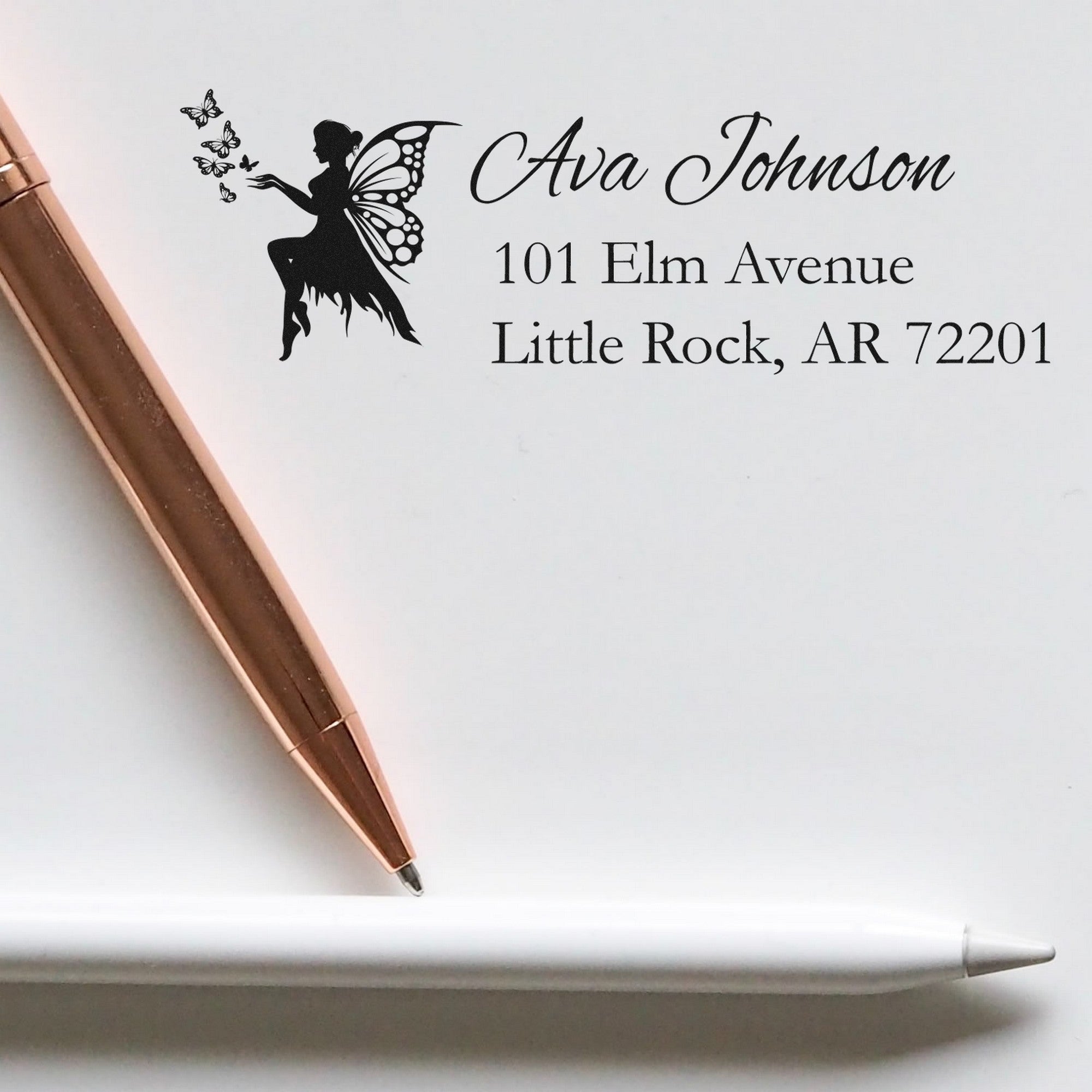 Enchanting Starshimmer Fairy Customizable Address Label Rubber Stamp - Engineer Seal Stamps