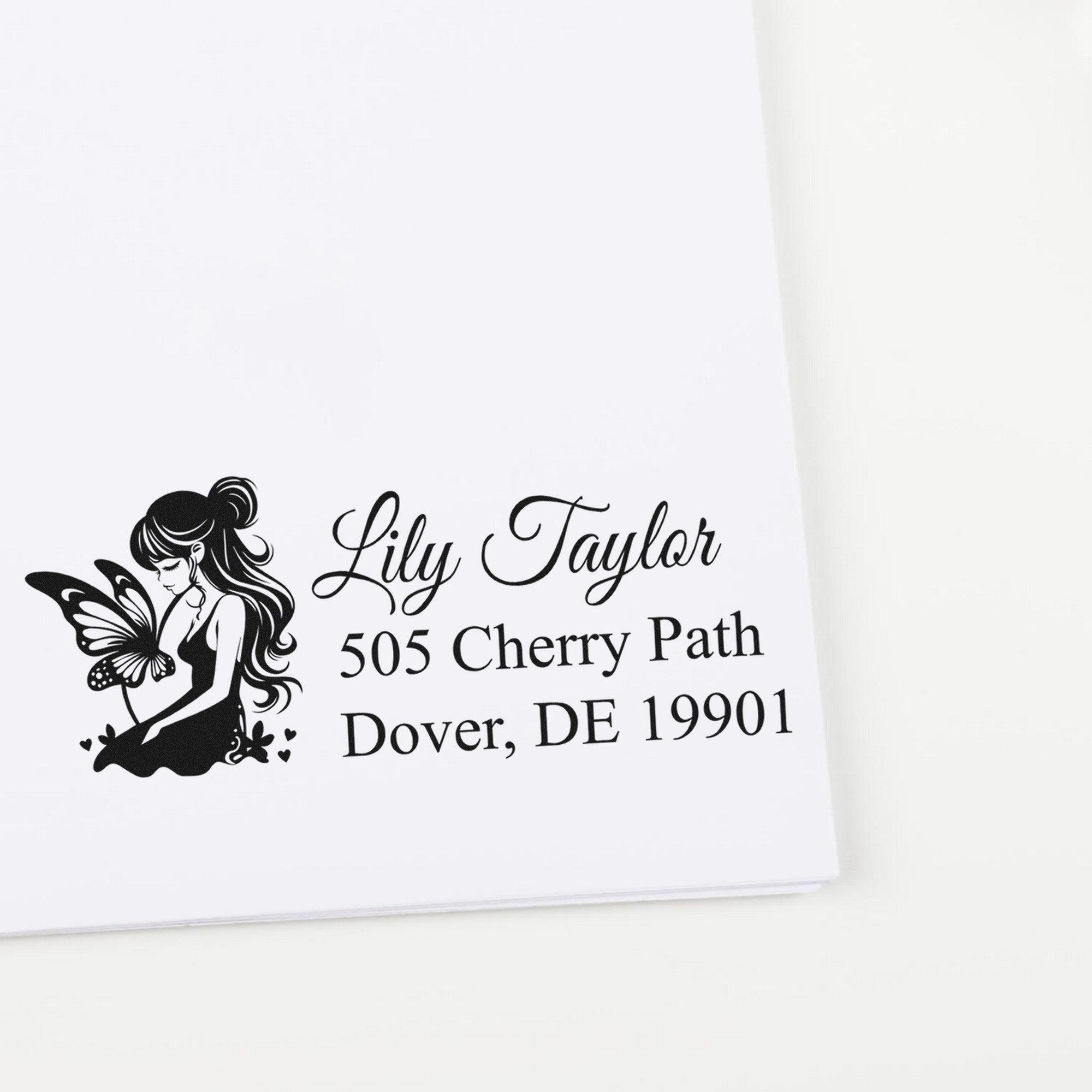 Playful Ivytwirl Fairy Personalized Mailing Rubber Stamp - Engineer Seal Stamps