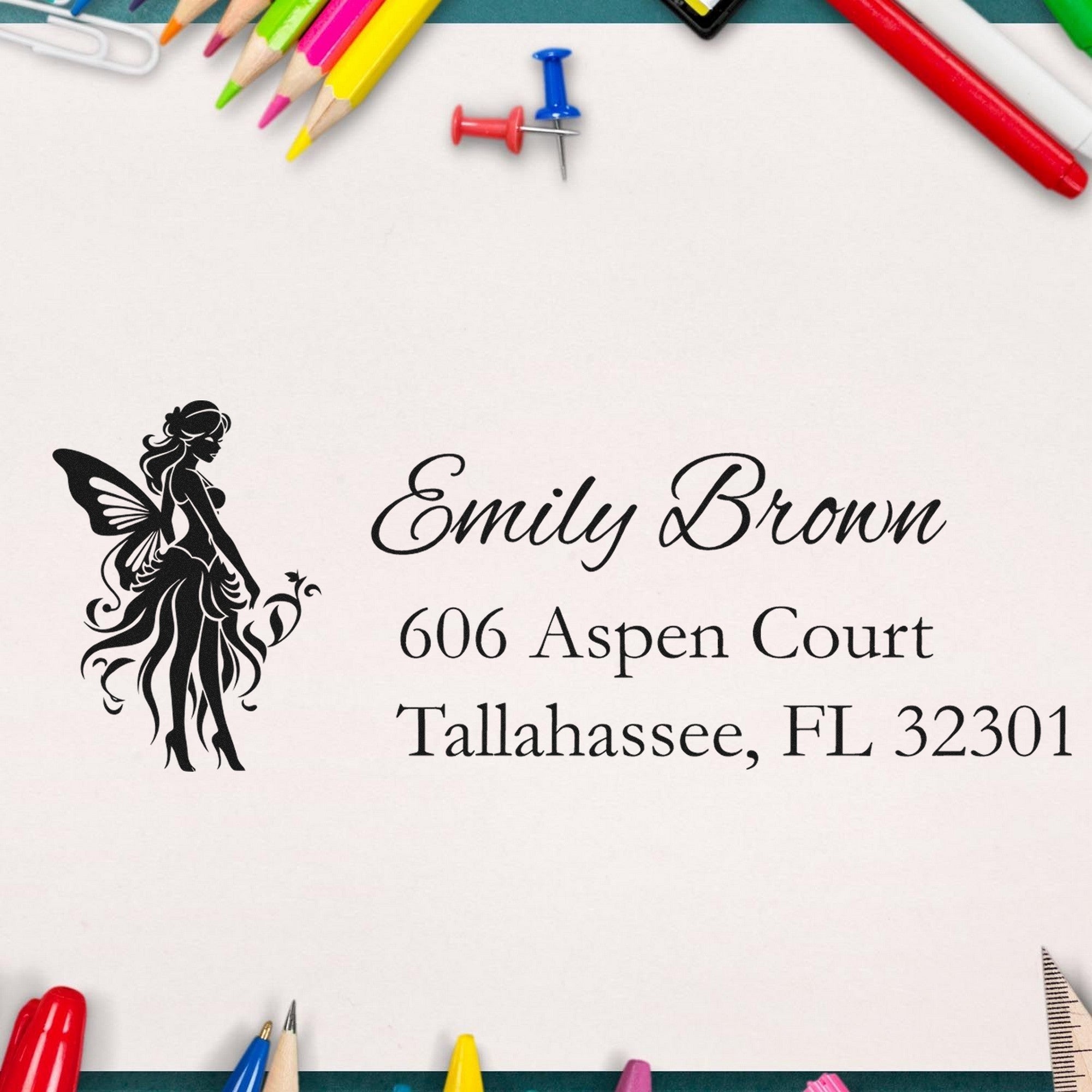 Joyful Sunsprinkle Fairy Personalized Mail Rubber Stamp - Engineer Seal Stamps