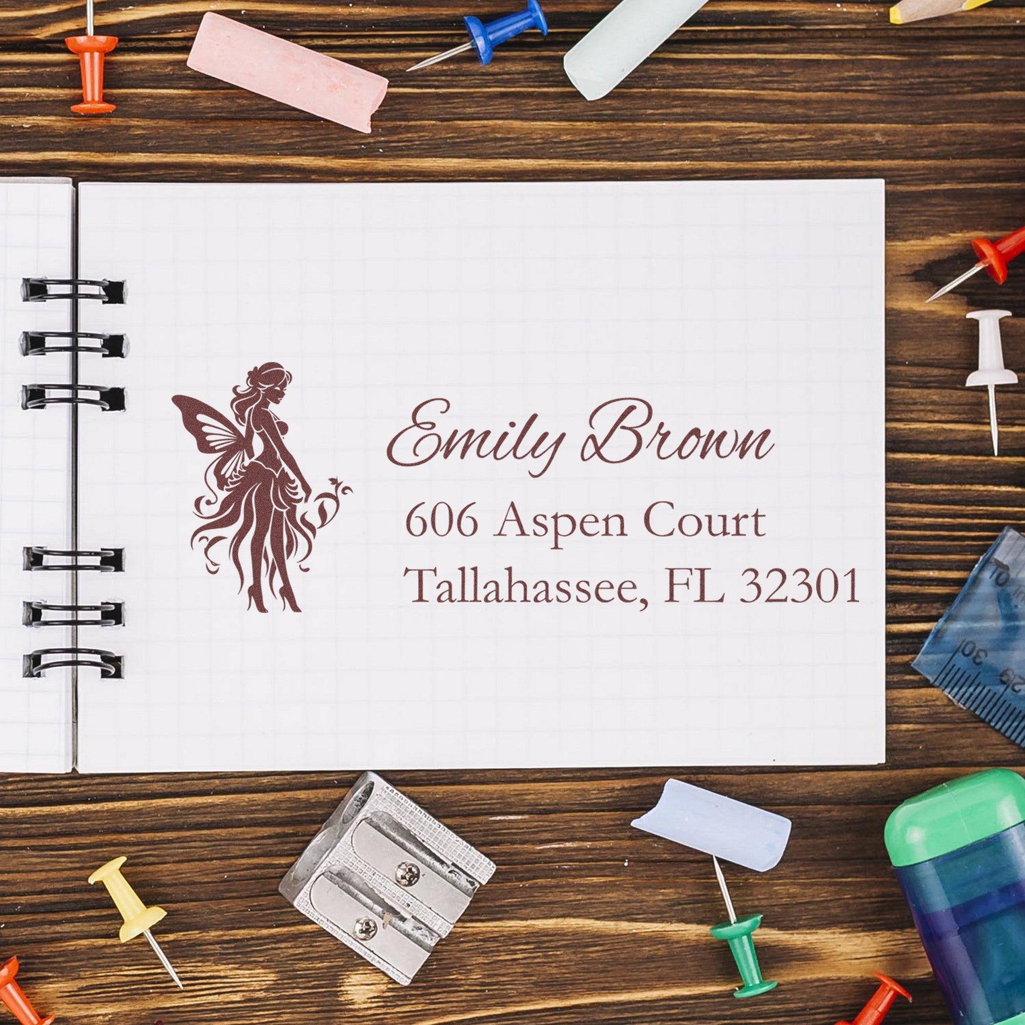 PSI Joyful Sunsprinkle Magical Fairy Customized Address Return Pre-Inked Stamp - Engineer Seal Stamps