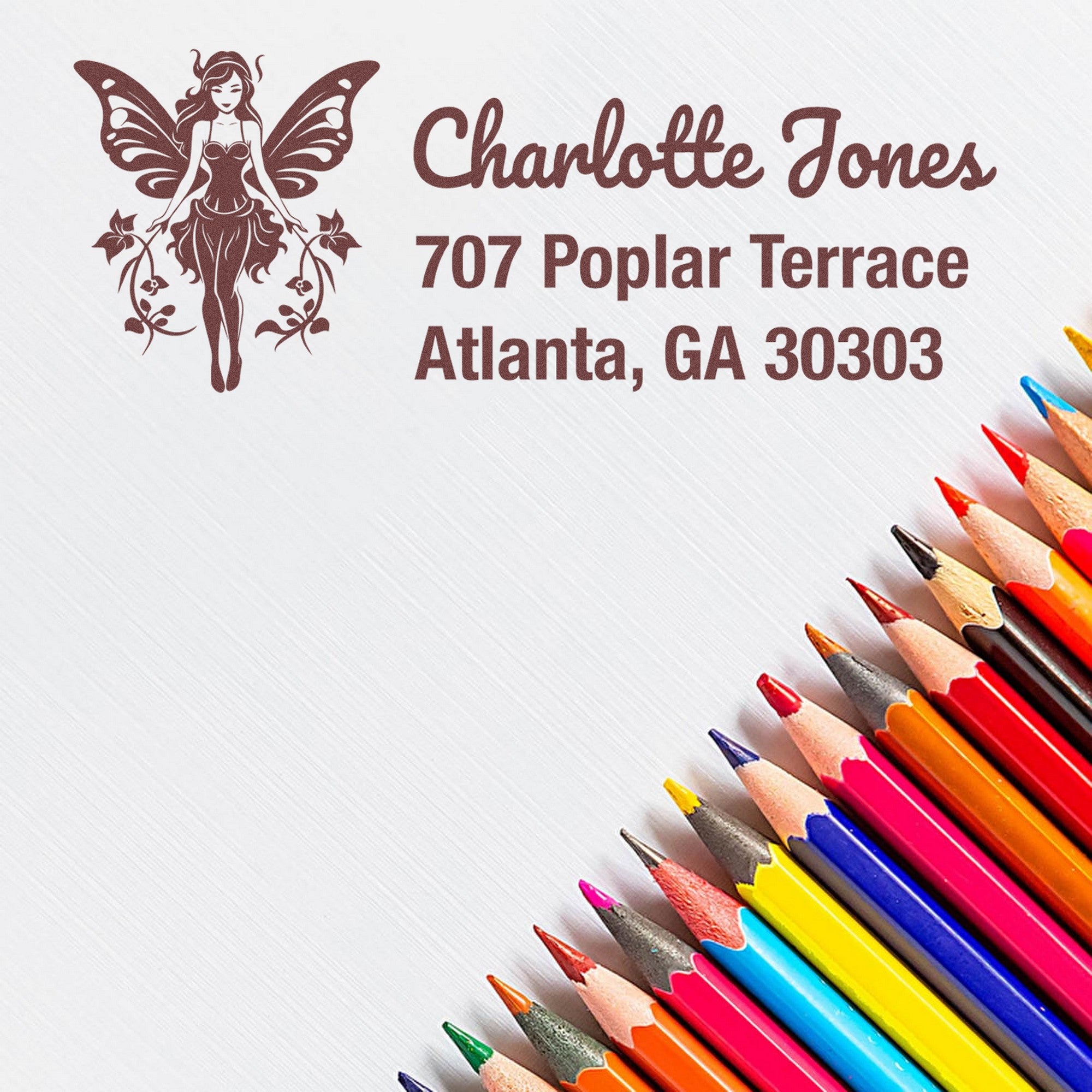 PSI Elegant Frostgleam Magical Fairy Customized Mailing Address Pre-Inked Stamp - Engineer Seal Stamps