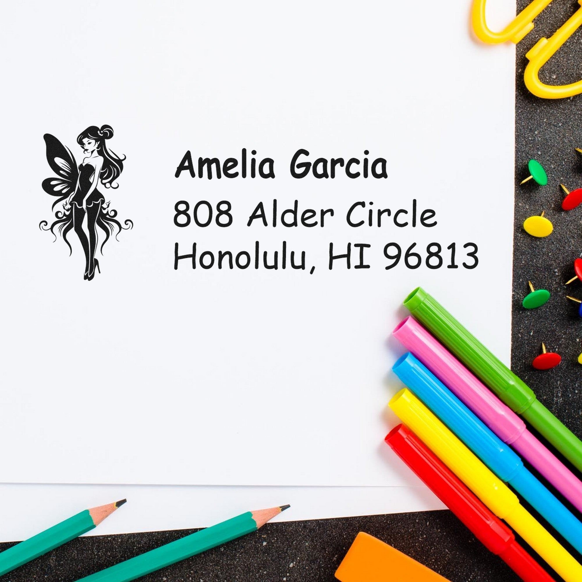 PSI Graceful Zephyrbreeze Magical Fairy Customized Mail Address Pre-Inked Stamp - Engineer Seal Stamps