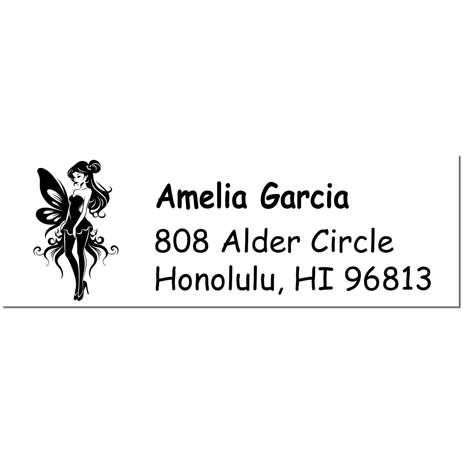 Graceful Zephyrbreeze Fairy Personalized Address Return Rubber Stamp - Engineer Seal Stamps