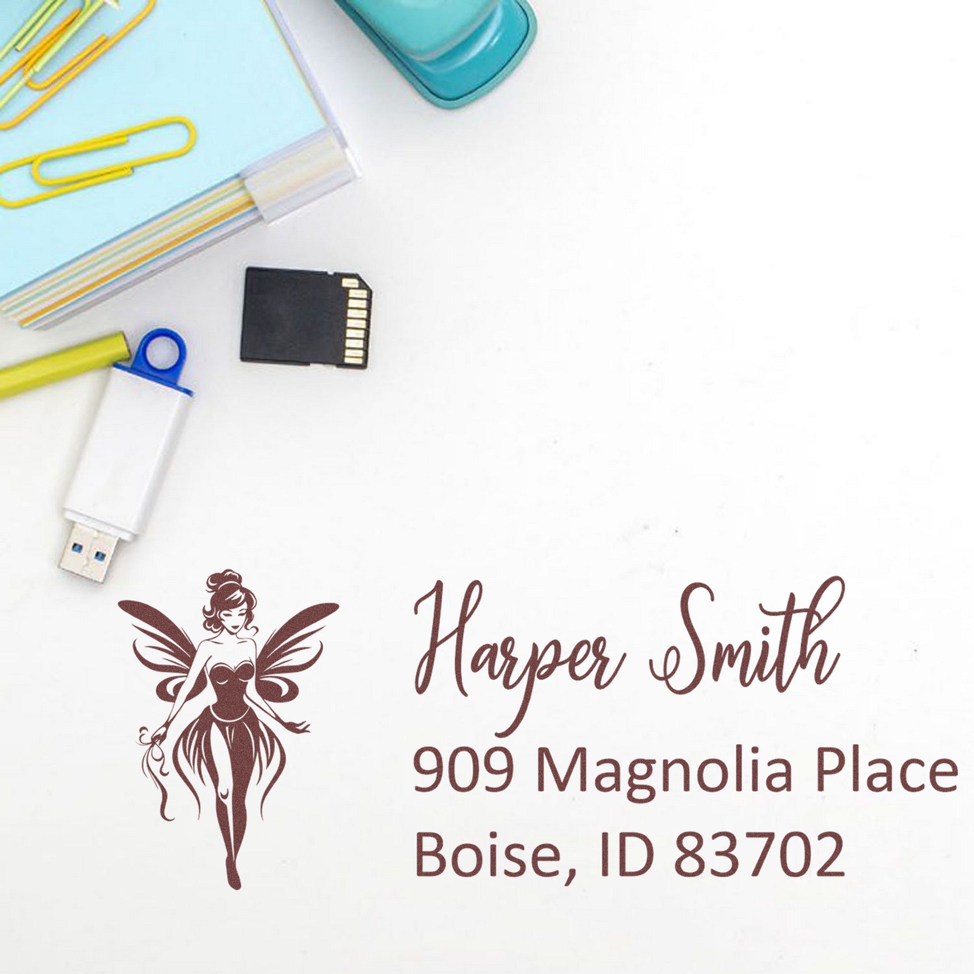 PSI Moonlit Nyx Magical Fairy Customized New Address Pre-Inked Stamp - Engineer Seal Stamps