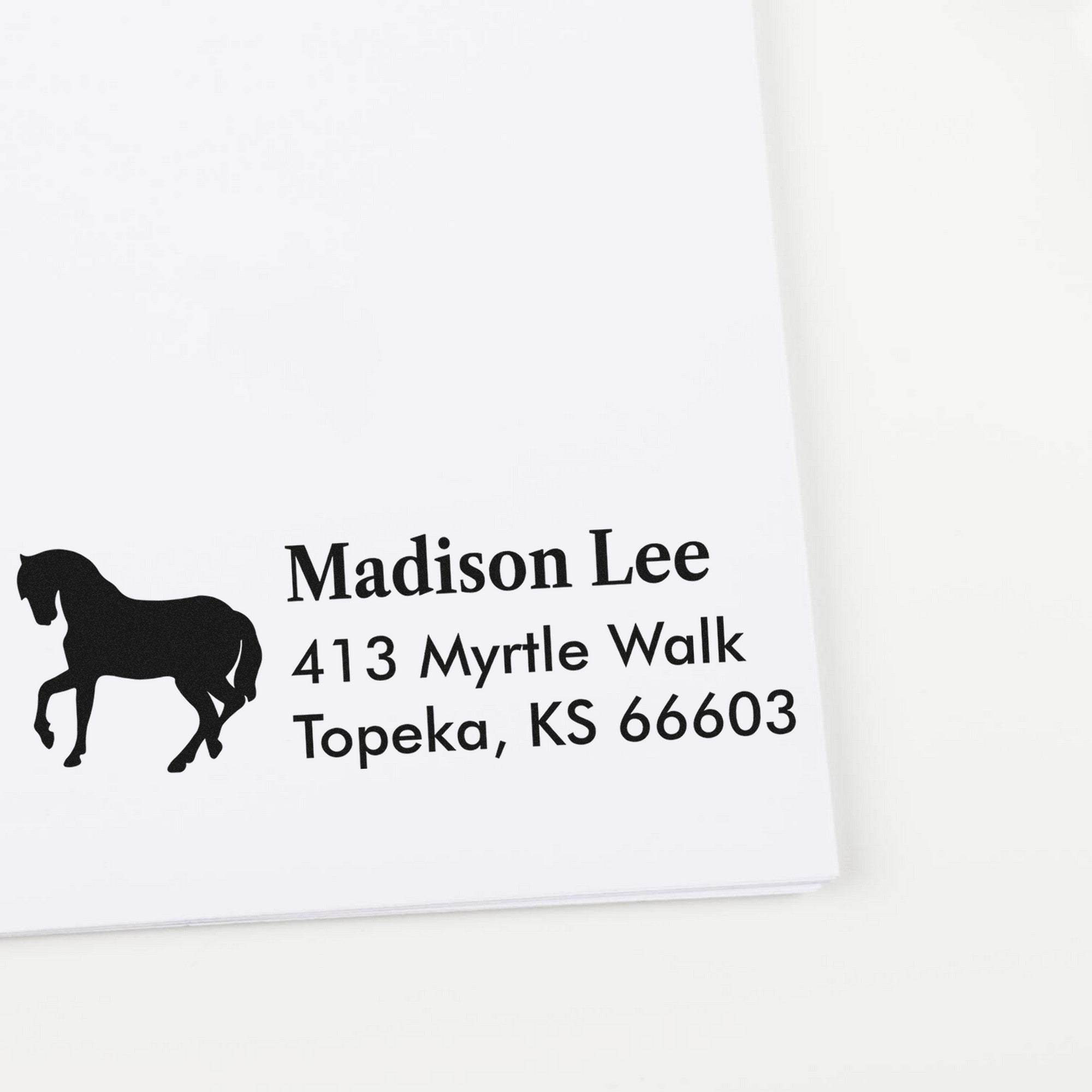 Slim Pre-Inked Noble Spirit Horse Handmade Address Return Stamp - Engineer Seal Stamps