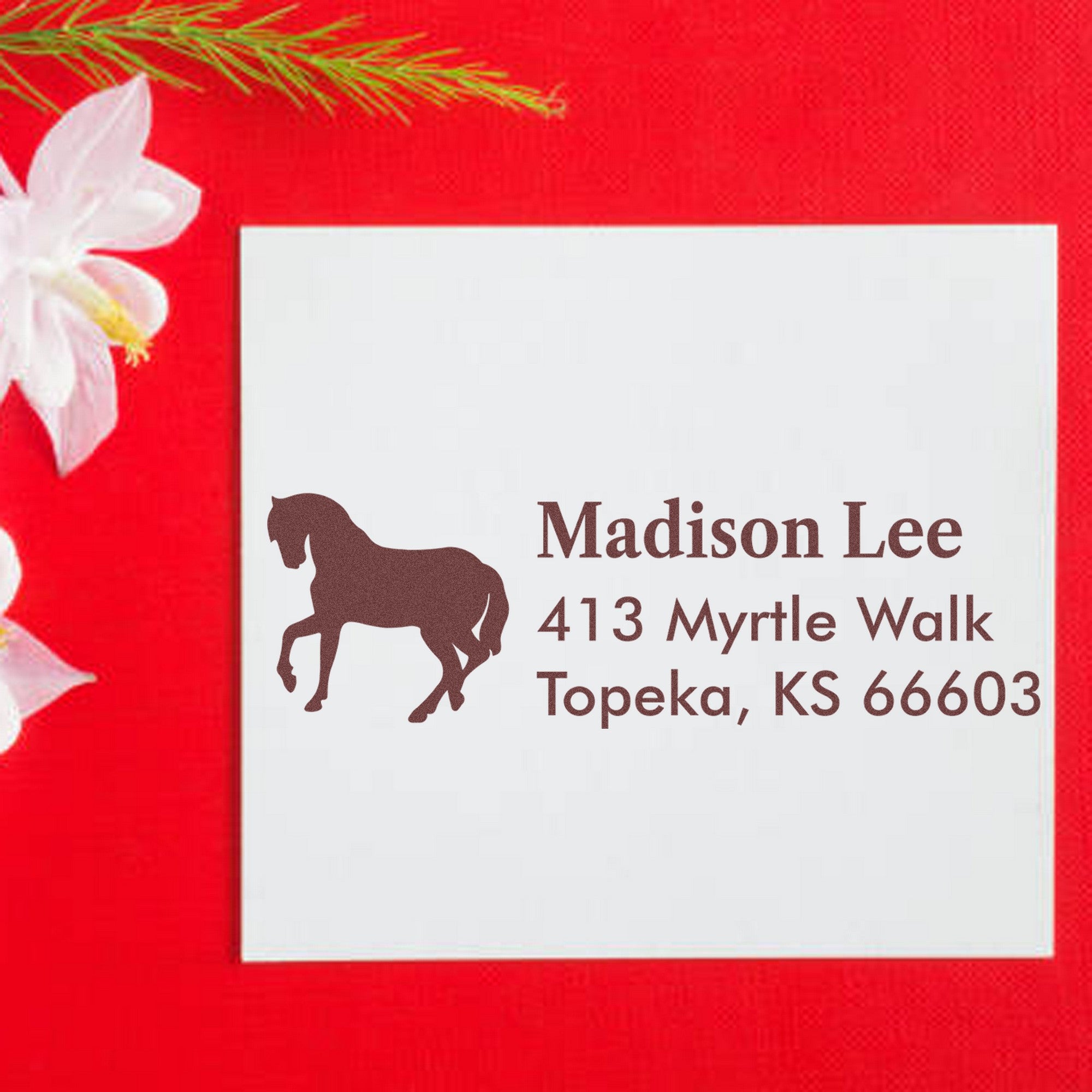Slim Pre-Inked Noble Spirit Horse Handmade Address Return Stamp - Engineer Seal Stamps