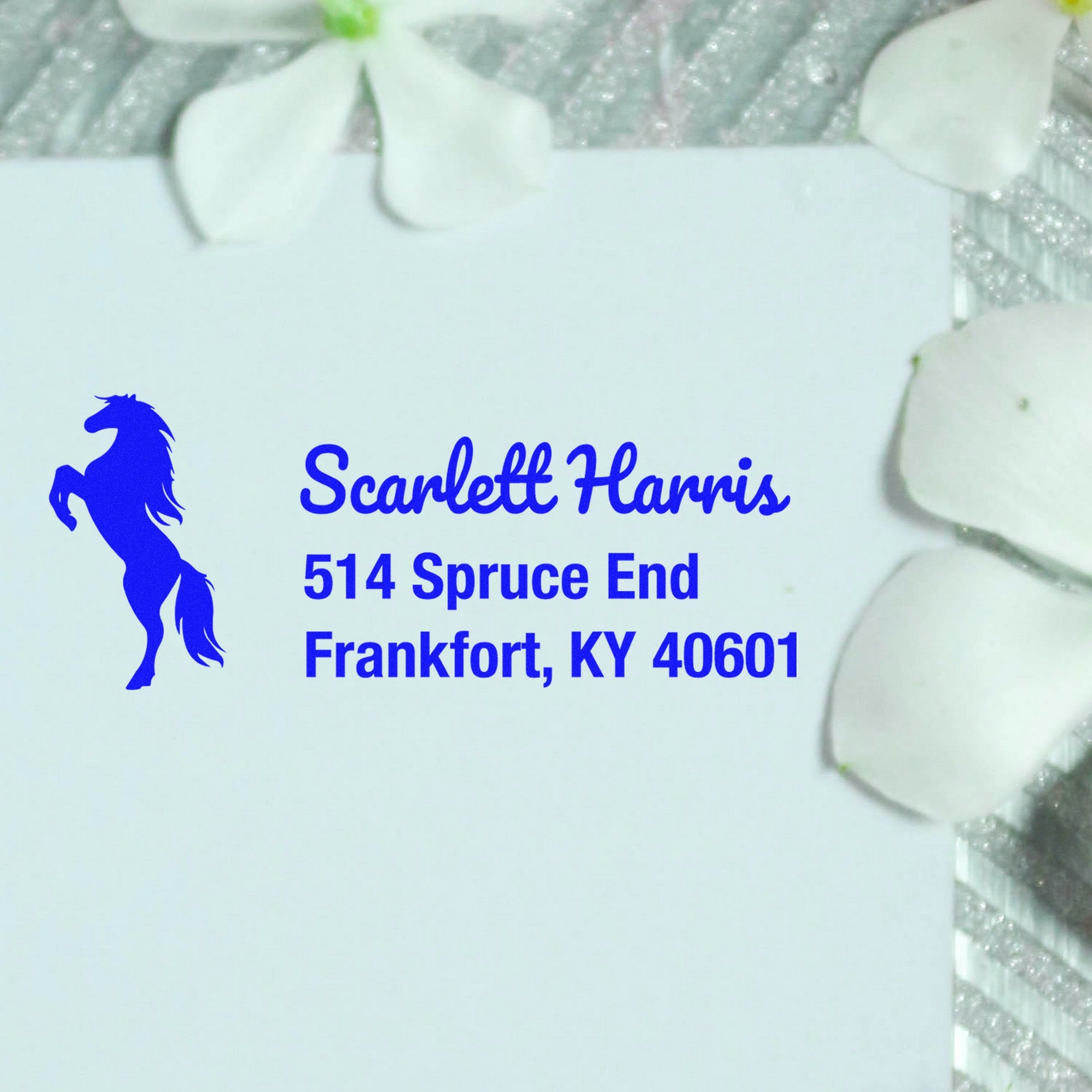 PSI Fiery Blaze Steed Customizable Home Address For Envelopes Pre-Inked Stamp - Engineer Seal Stamps