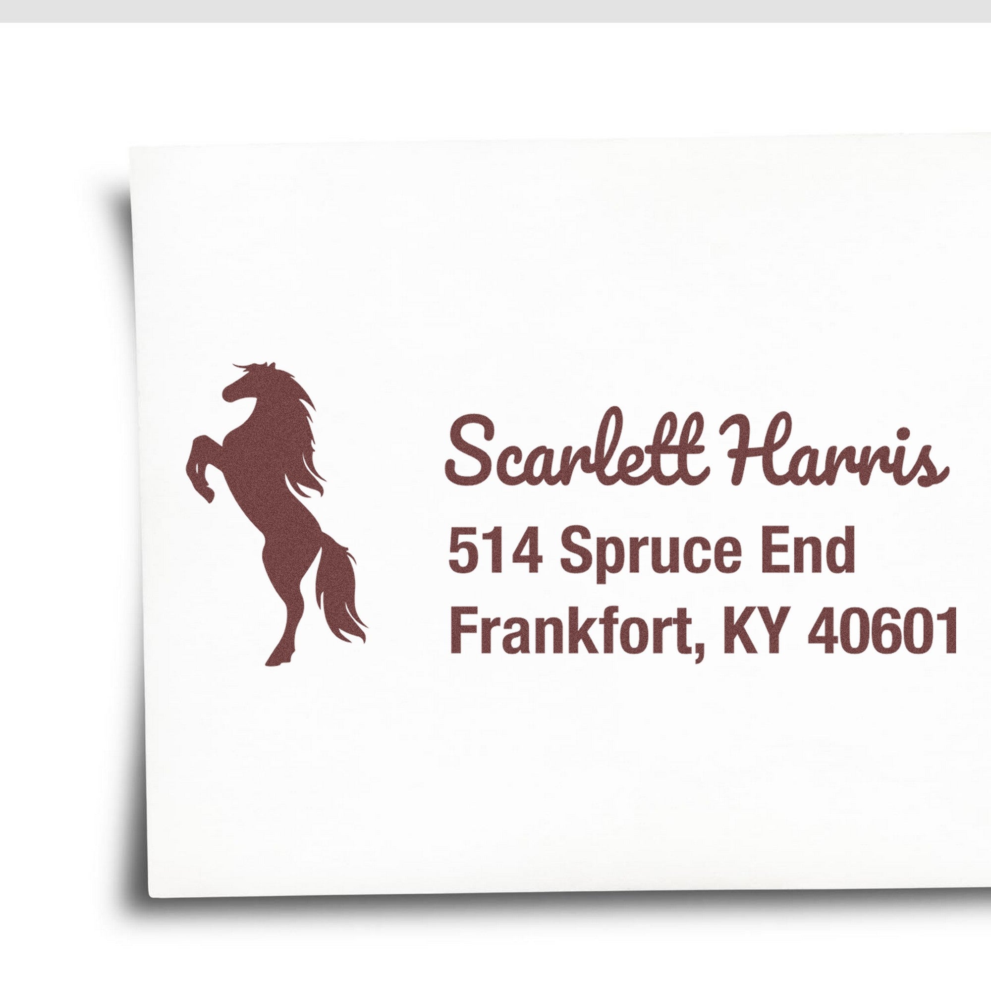 PSI Fiery Blaze Steed Customizable Home Address For Envelopes Pre-Inked Stamp - Engineer Seal Stamps