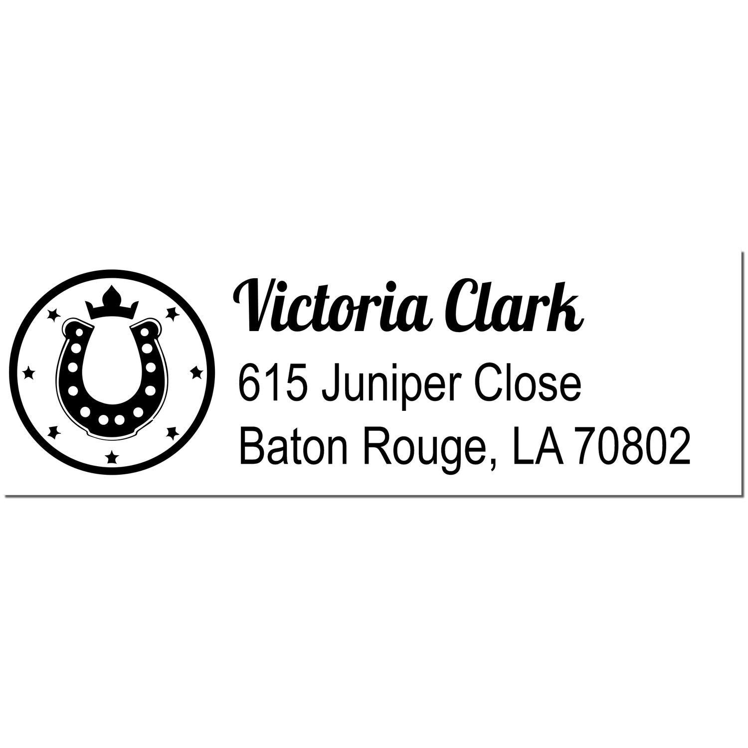 Self-Inking Lucky Horseshoe Equestrian Customized Name and Address Stamp - Engineer Seal Stamps