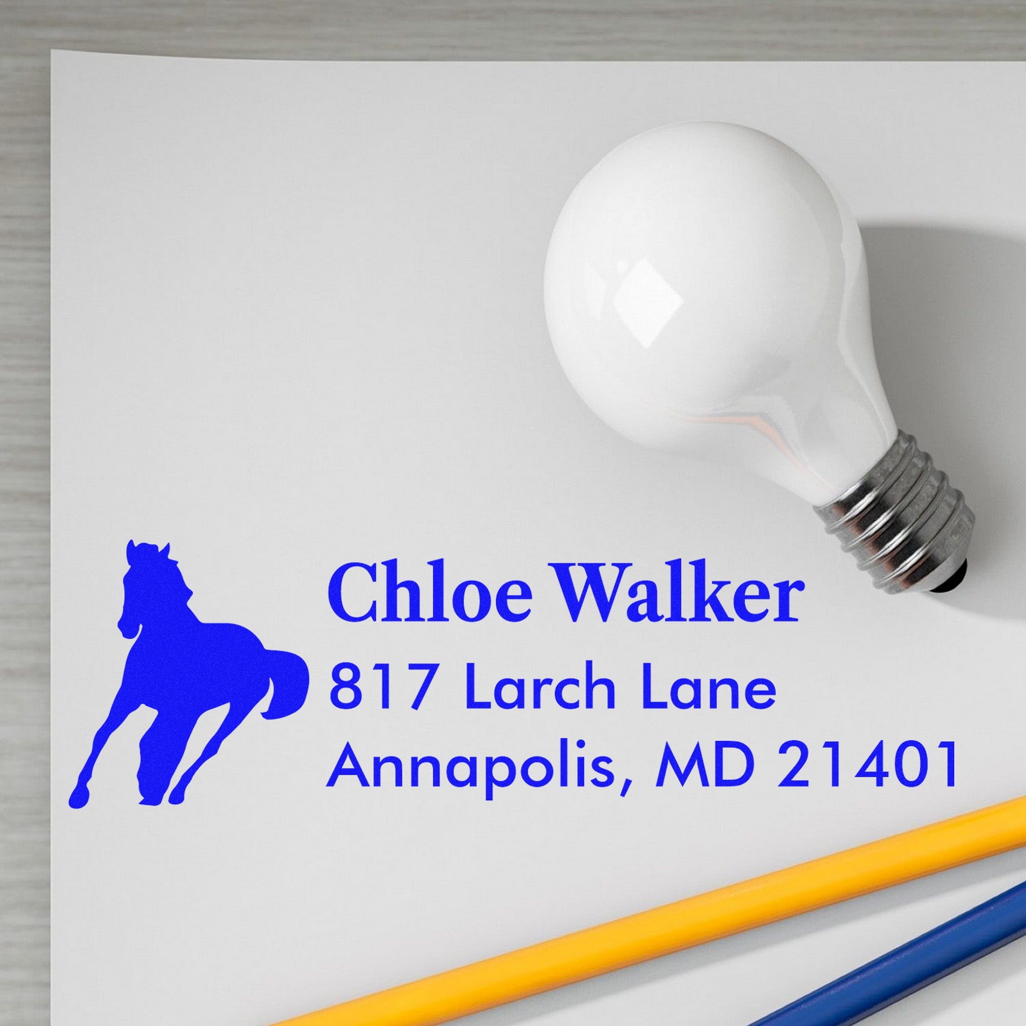 Steady Clipper Horse Customize Mailing Address Rubber Stamp - Engineer Seal Stamps