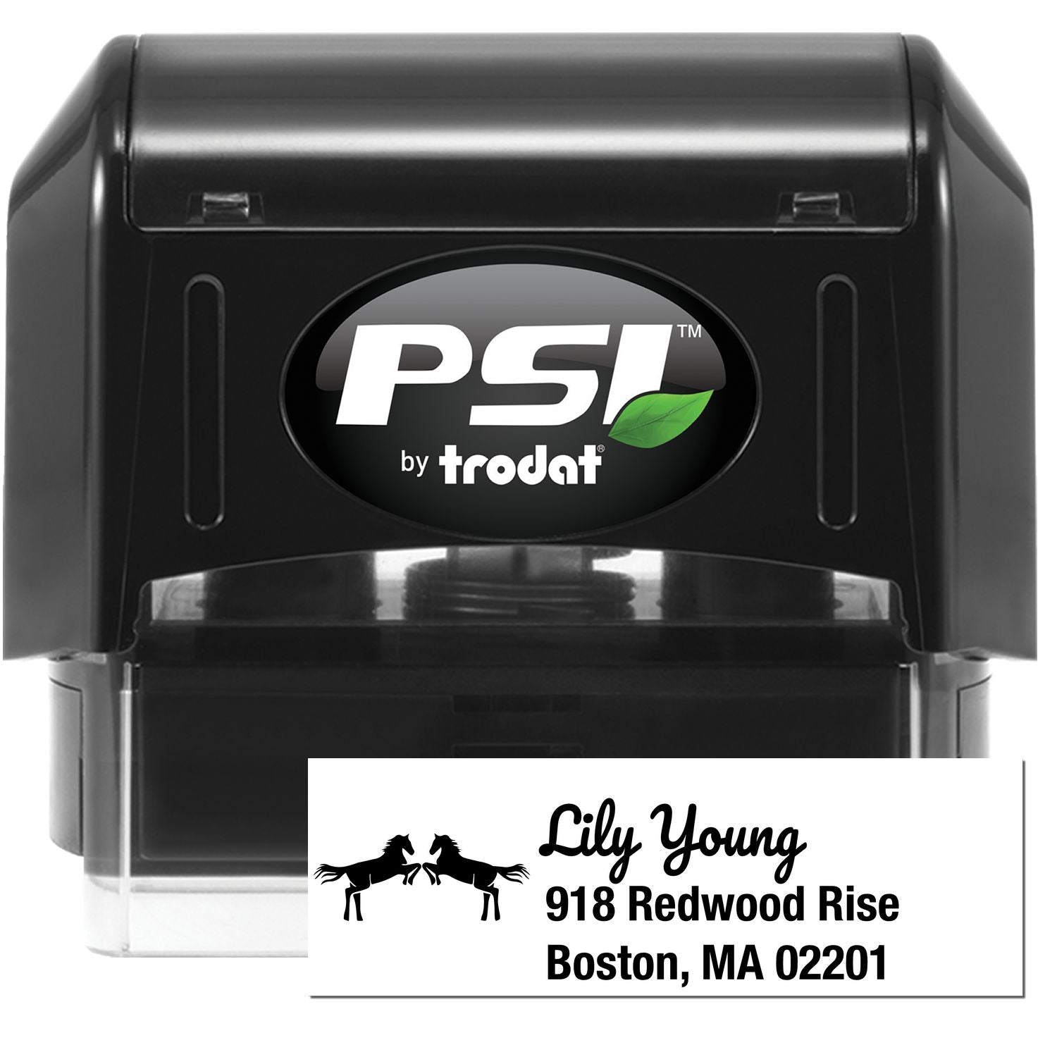 PSI Brave Warriors Steed Personalized Name and Address Pre-Inked Stamp - Engineer Seal Stamps