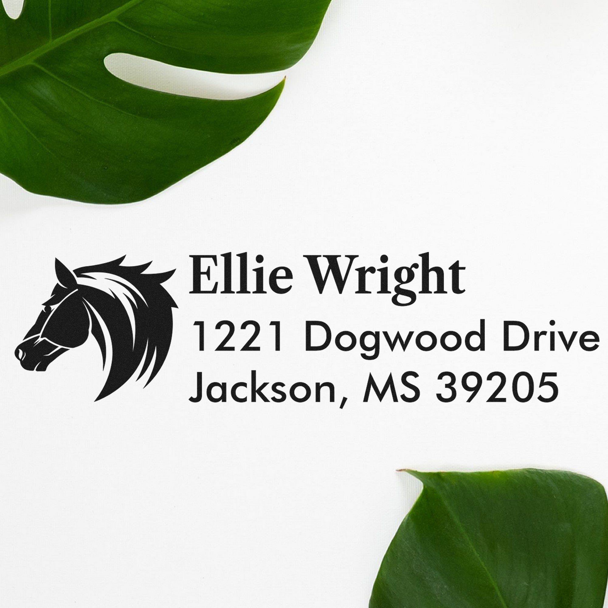 Serene River Horse Customize Address Label Rubber Stamp - Engineer Seal Stamps
