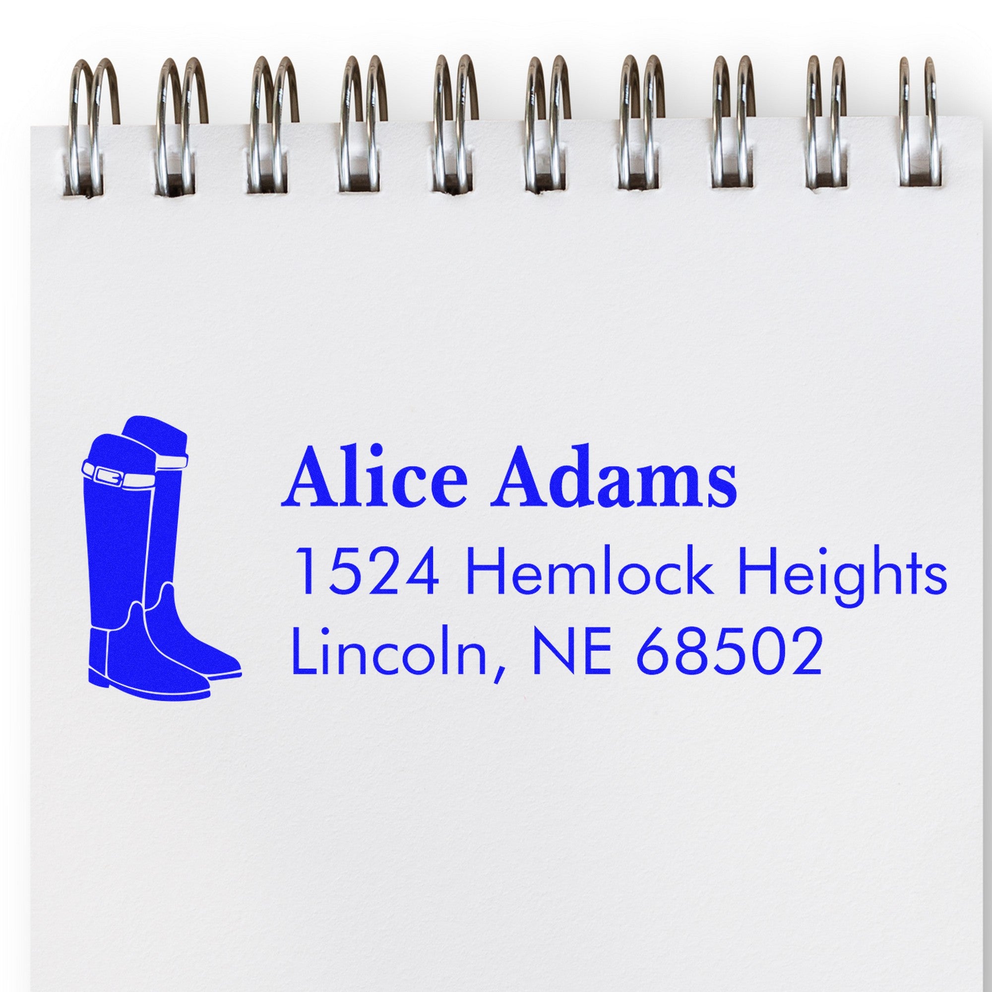 Self-Inking Fancy Boots Equestrian Customized Address Label Stamp - Engineer Seal Stamps