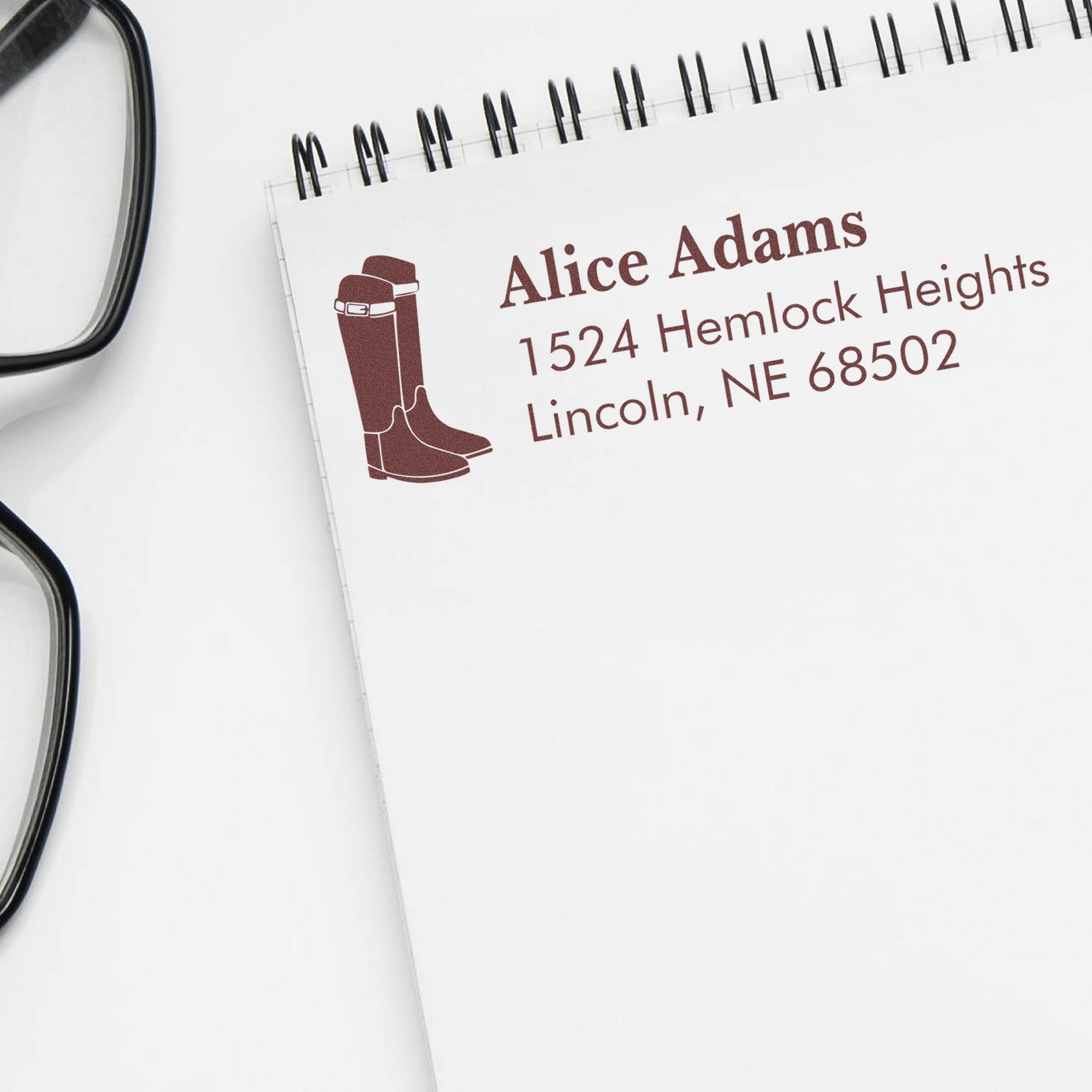 PSI Fancy Boots Steed Personalized Mail Address Pre-Inked Stamp - Engineer Seal Stamps