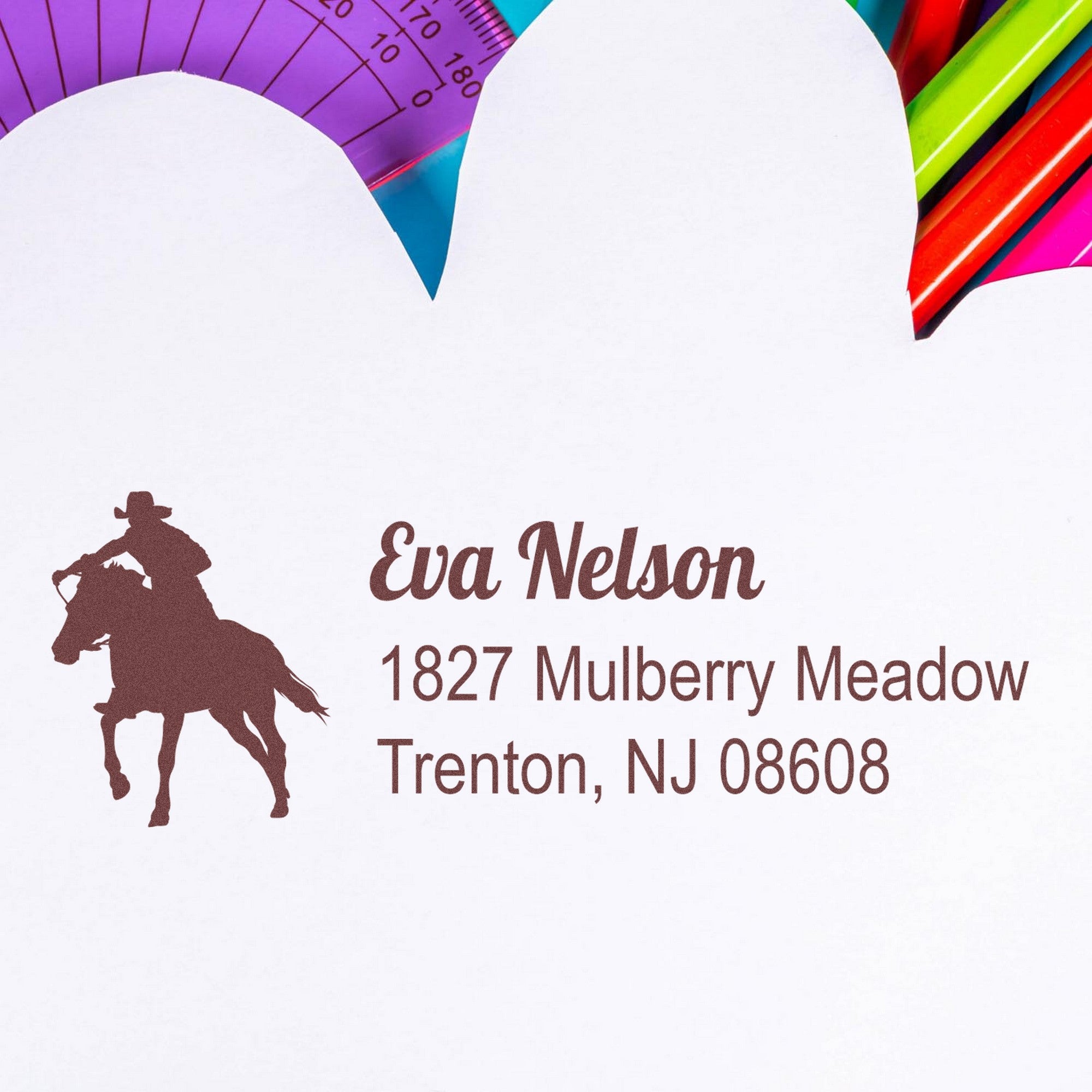 PSI Stormy Midnight Steed Personalized Address Label Pre-Inked Stamp - Engineer Seal Stamps