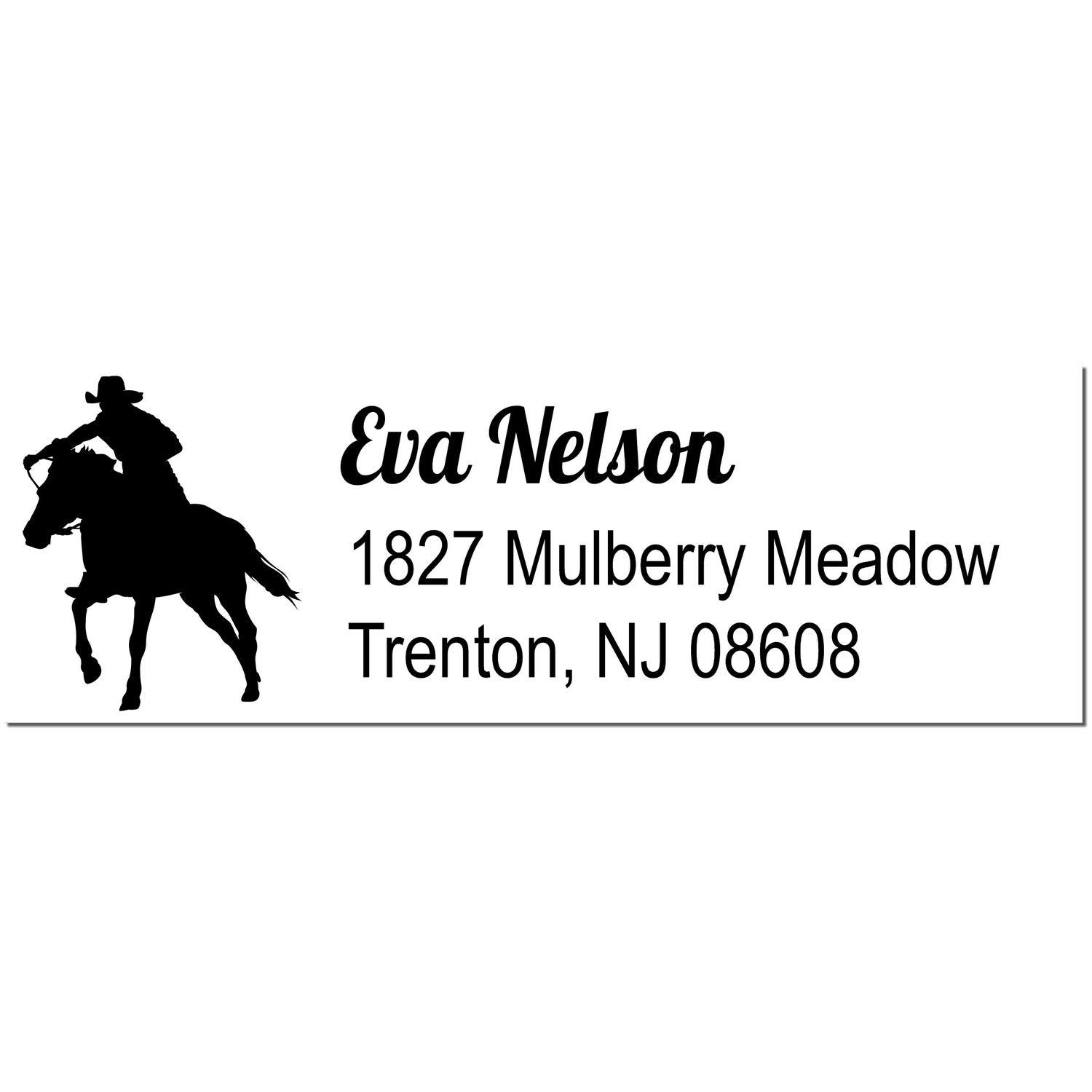 Self-Inking Stormy Midnight Equestrian Handmade Name and Address Stamp - Engineer Seal Stamps