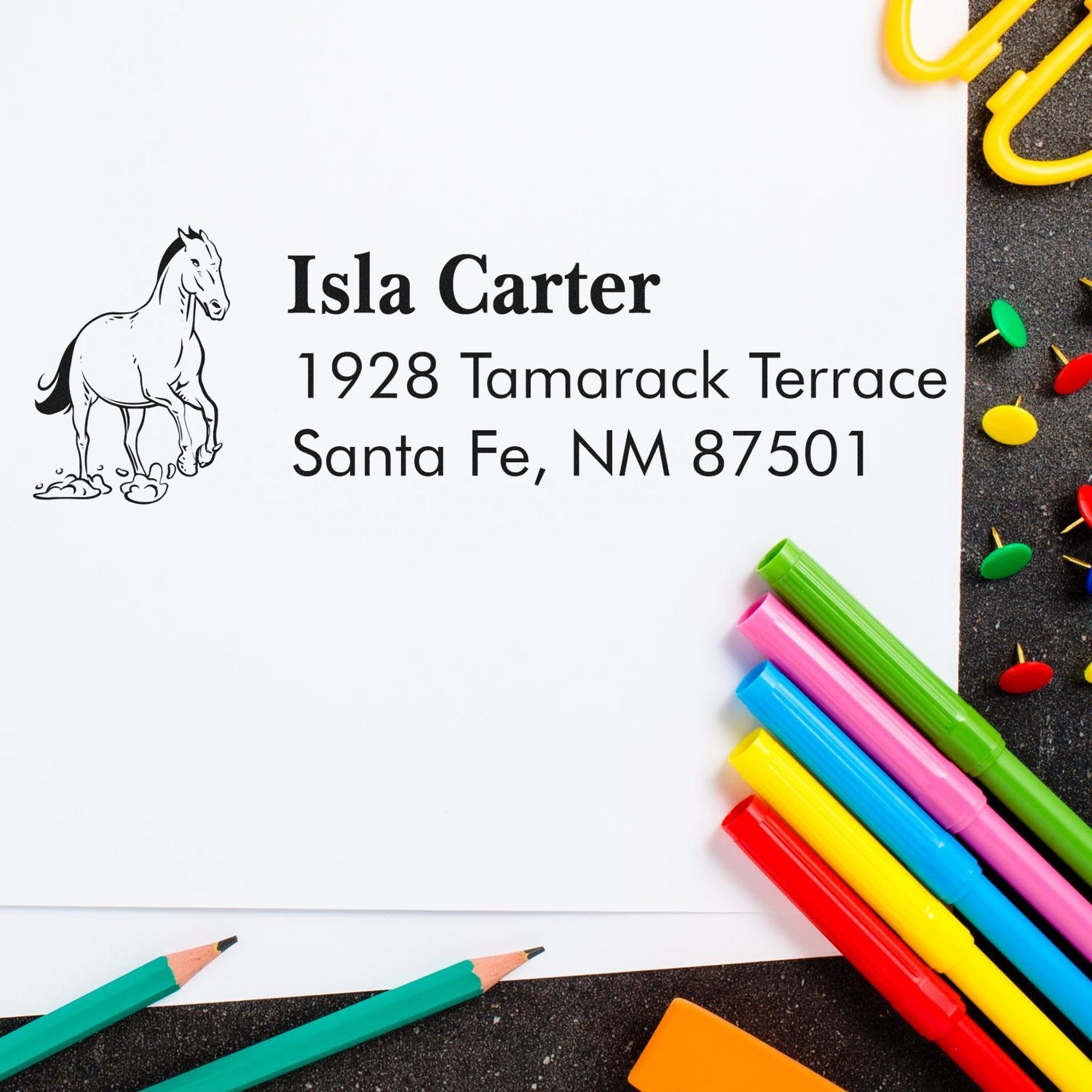Powerful Titan Horse Customizable Address Return Rubber Stamp - Engineer Seal Stamps