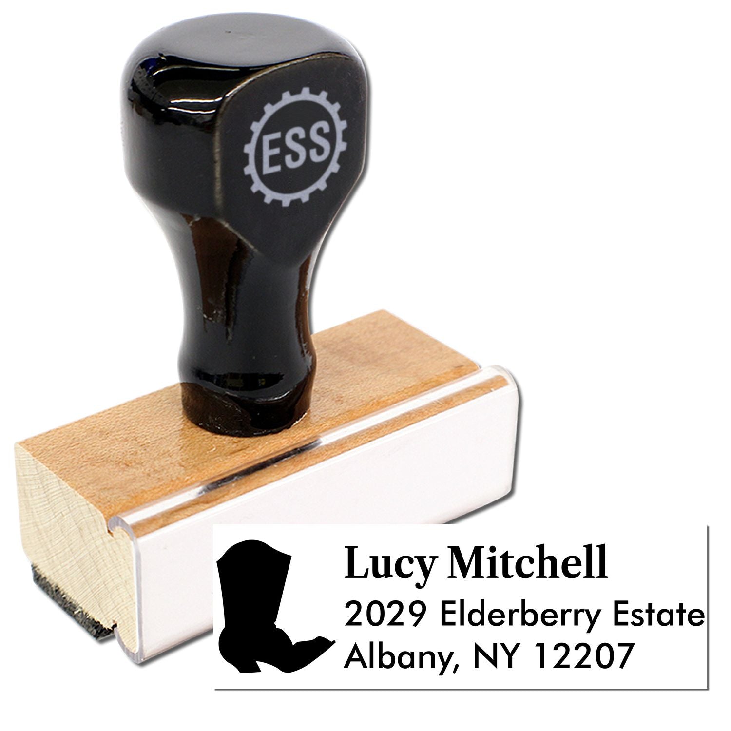 Trusty Boots Horse Customizable Mailing Address Rubber Stamp - Engineer Seal Stamps
