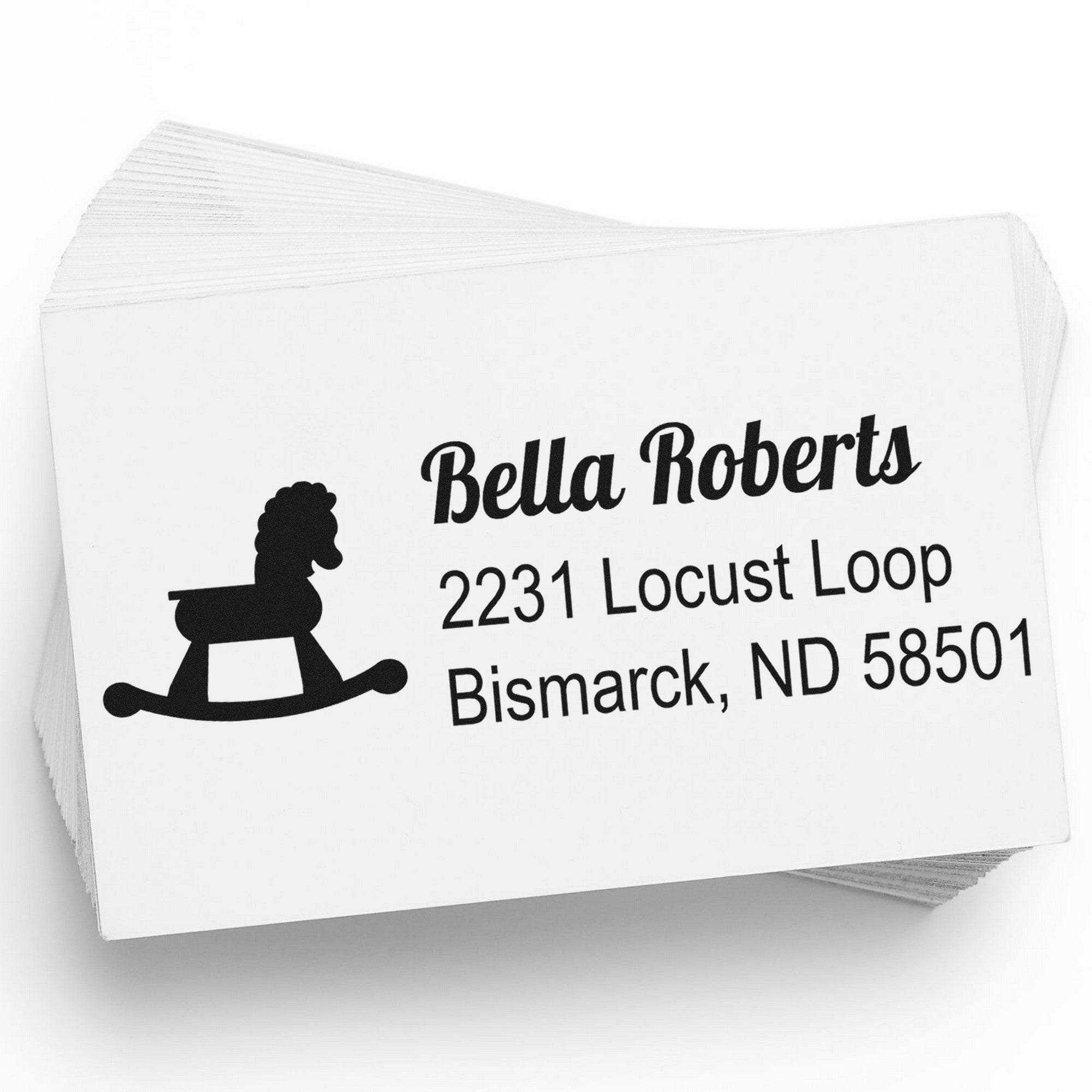 Playful Rocking Horse Customizable New Address Rubber Stamp - Engineer Seal Stamps