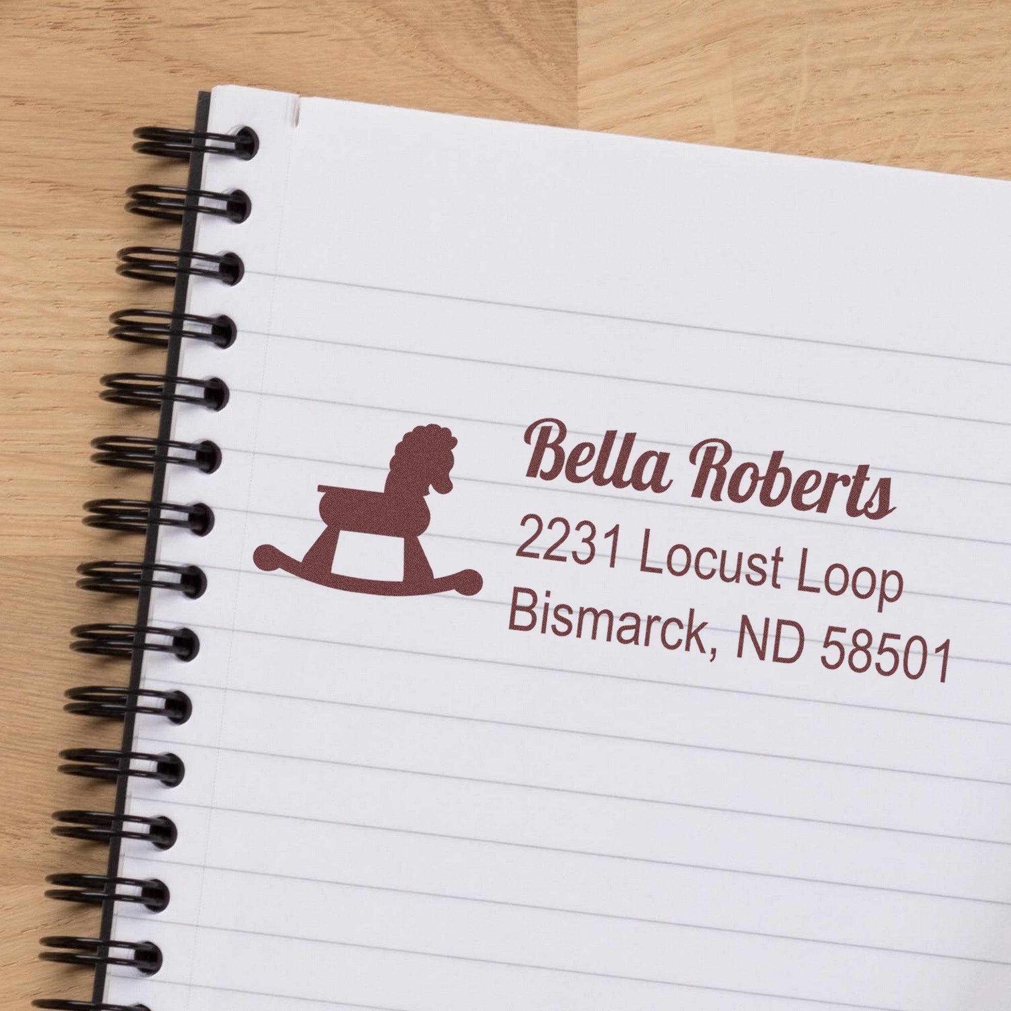 Playful Rocking Horse Customizable New Address Rubber Stamp - Engineer Seal Stamps