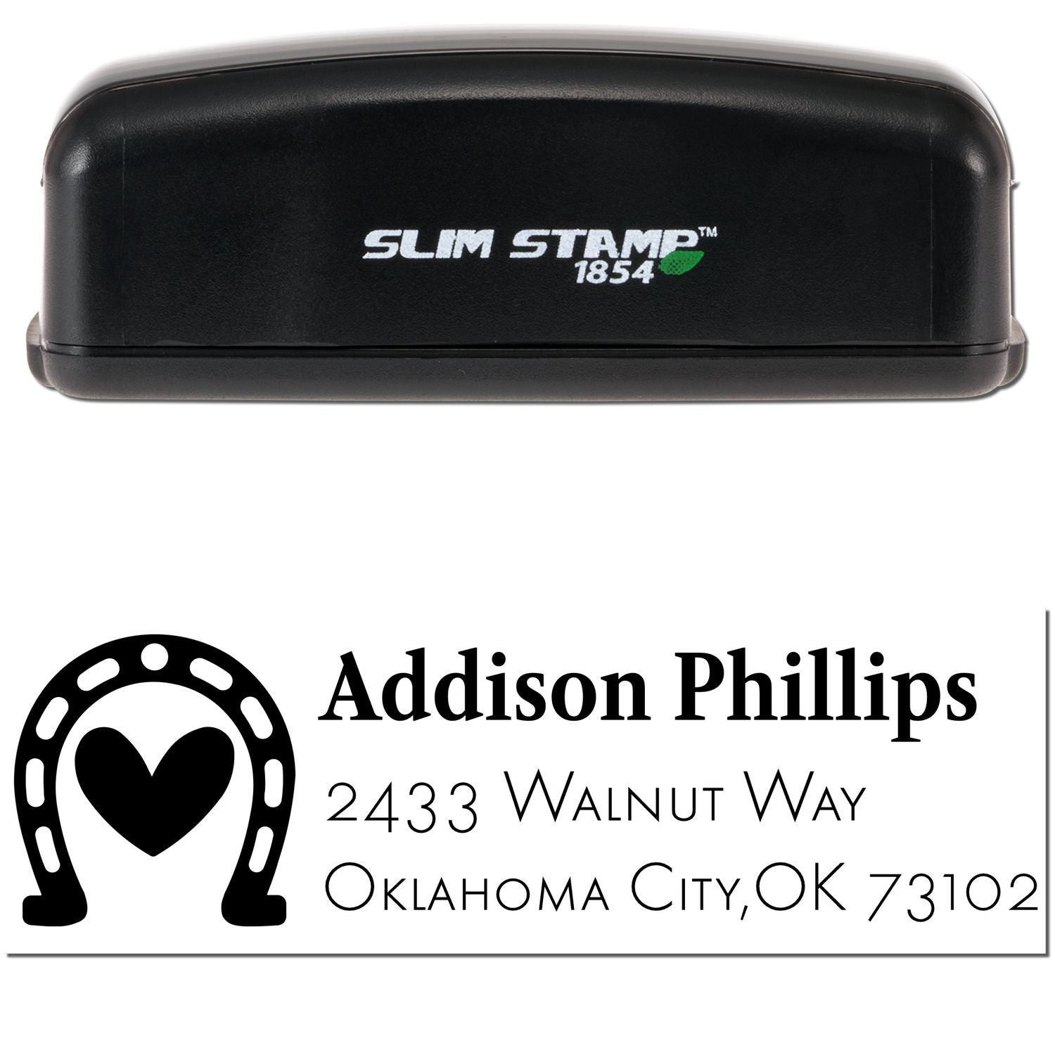 Slim Pre-Inked Unlucky In Love Horse Customizable Name and Address Stamp - Engineer Seal Stamps