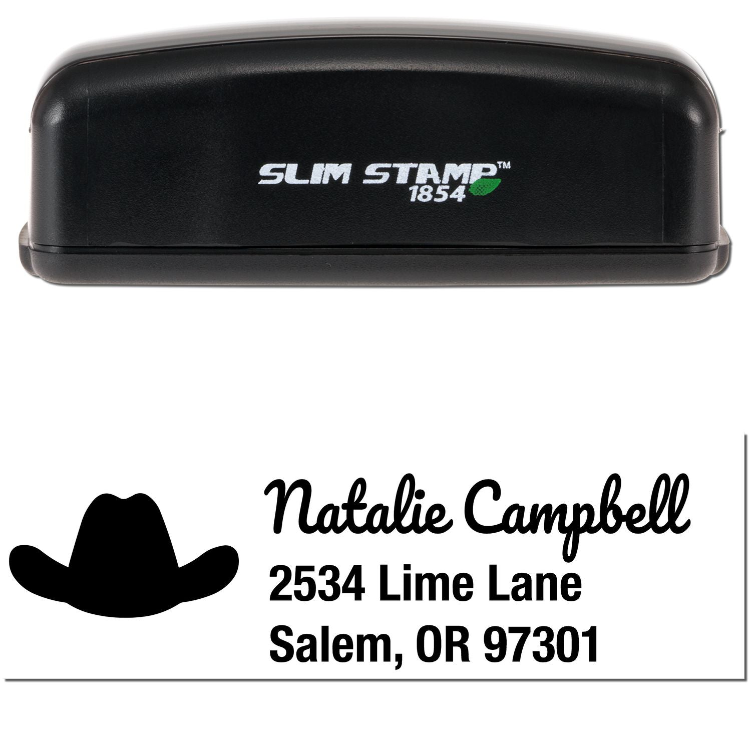 Slim Pre-Inked Cowboy Hat Horse Customizable Mailing Stamp - Engineer Seal Stamps