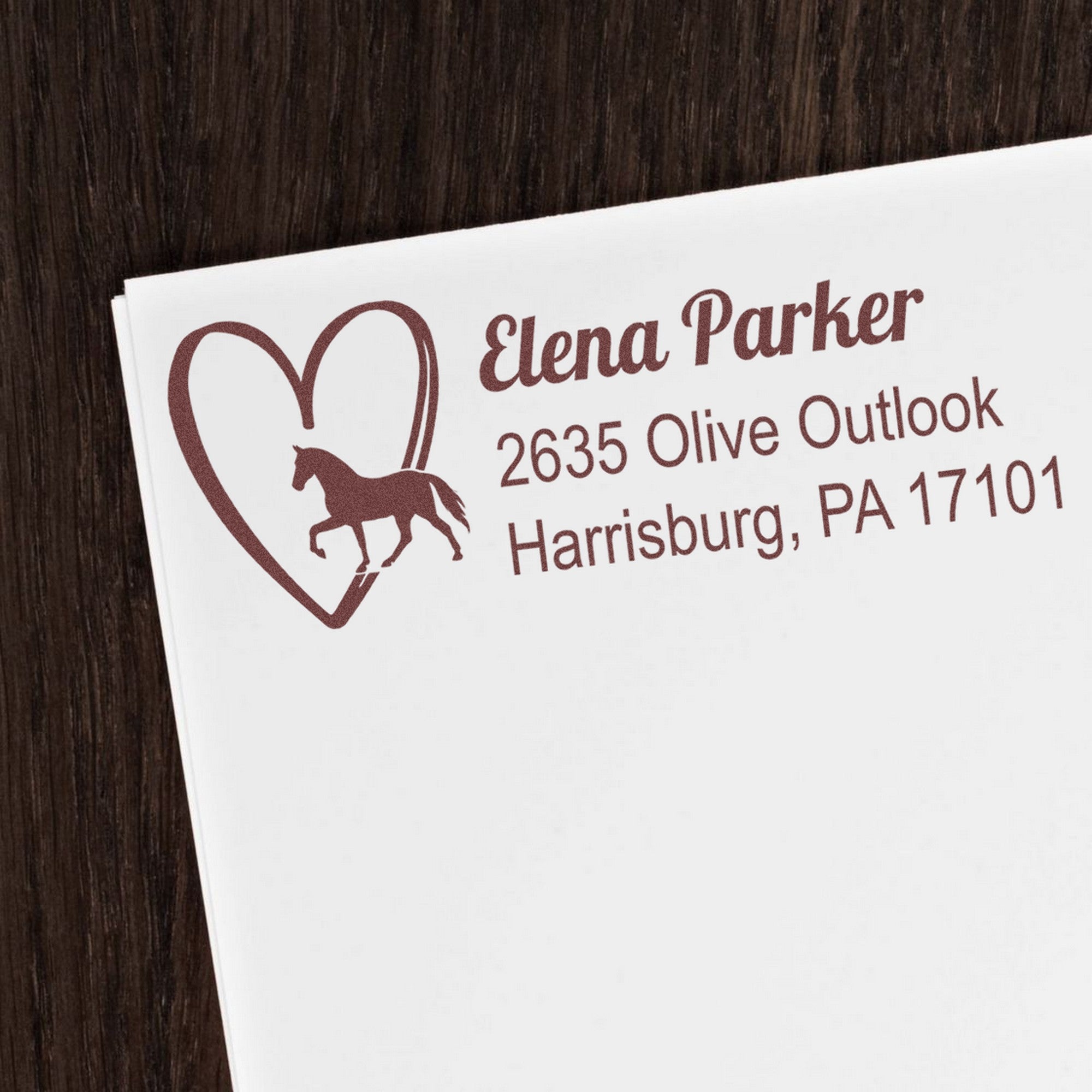 PSI Heartfelt Canter Steed Custom Mailing Address Pre-Inked Stamp - Engineer Seal Stamps