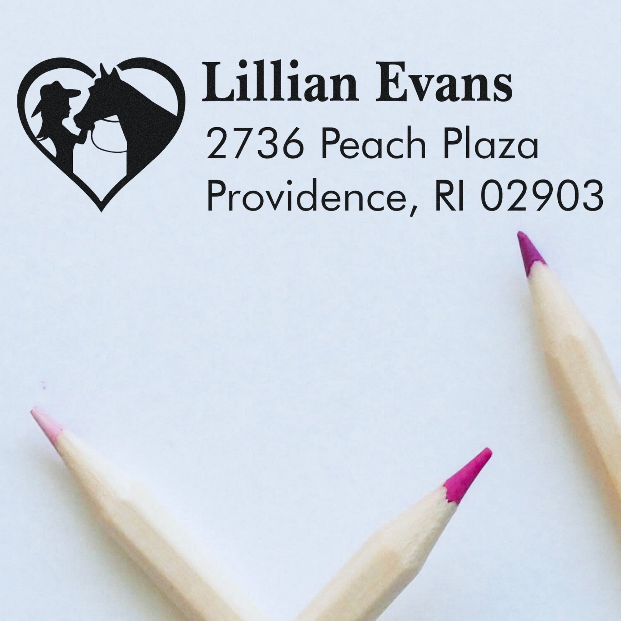 Equestrian Embrace Horse Personalized Name and Address Rubber Stamp - Engineer Seal Stamps