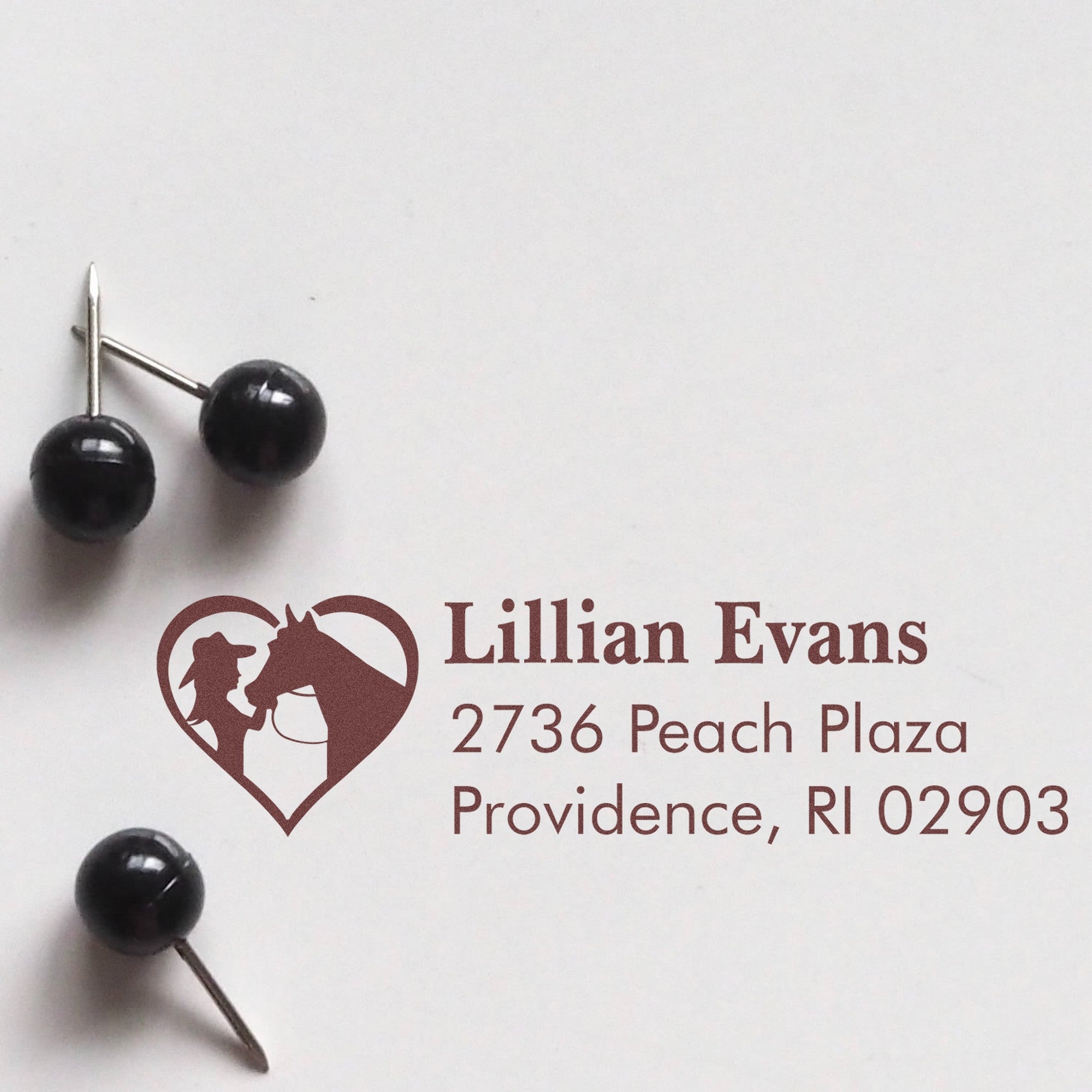 Equestrian Embrace Horse Personalized Name and Address Rubber Stamp - Engineer Seal Stamps