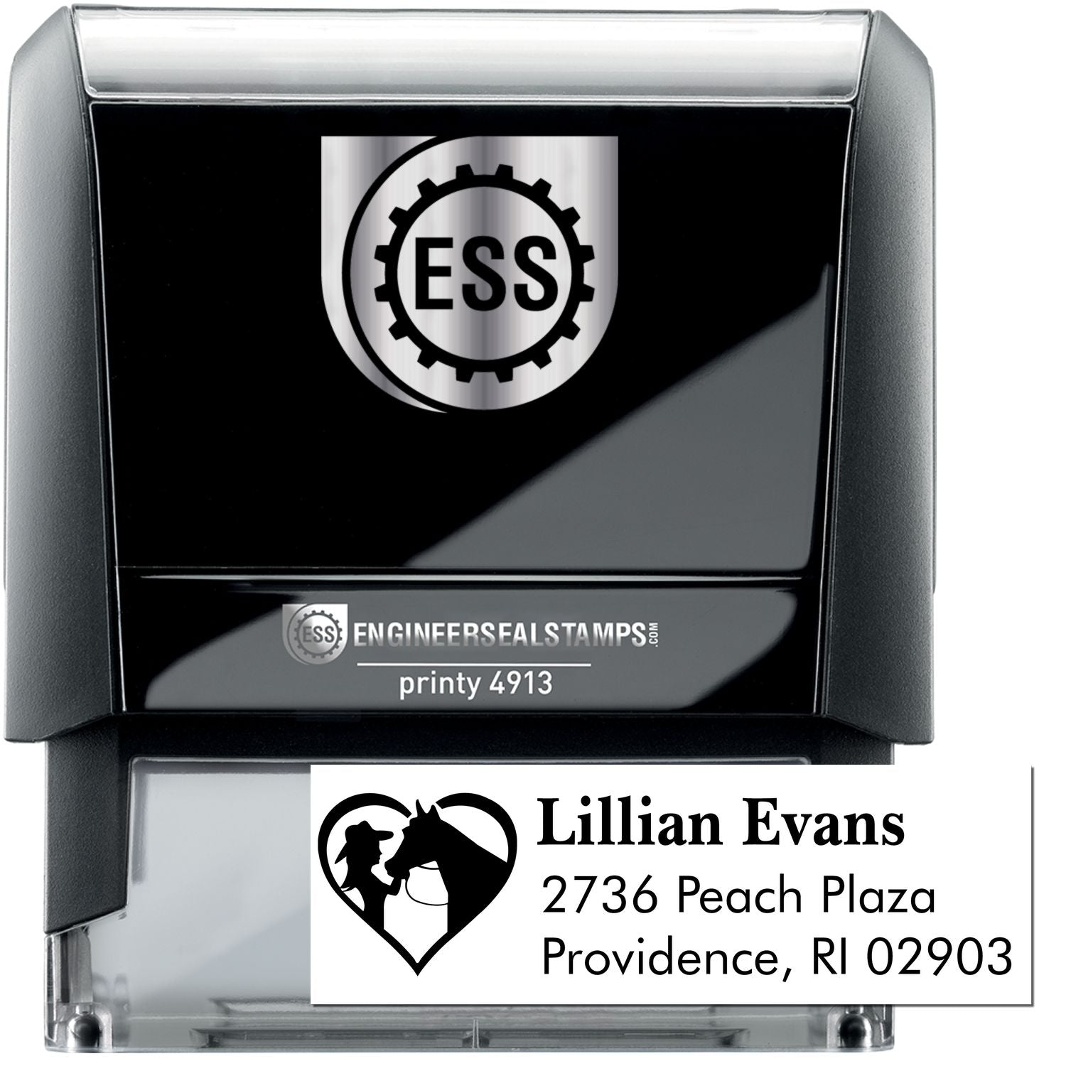 Self-Inking Equestrian Embrace Equestrian Handmade Address Label Stamp - Engineer Seal Stamps