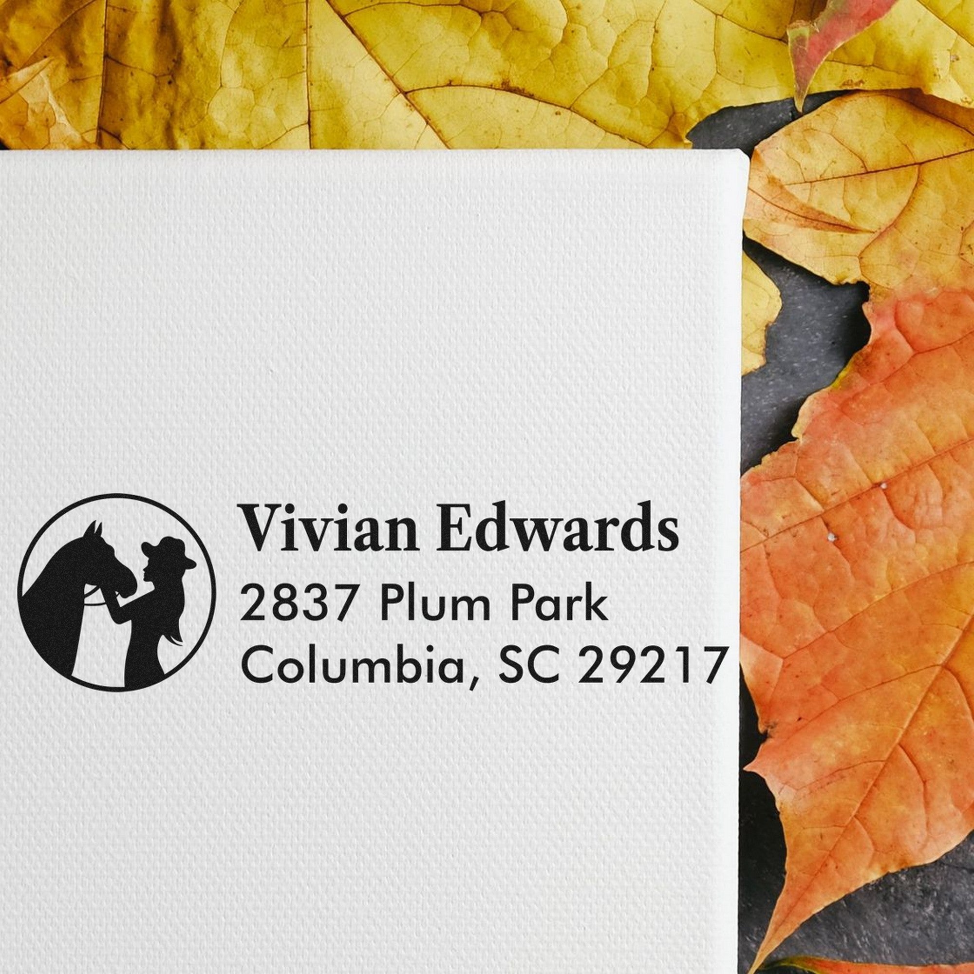 Cowgirl's Companion Horse Personalized Mailing Rubber Stamp - Engineer Seal Stamps