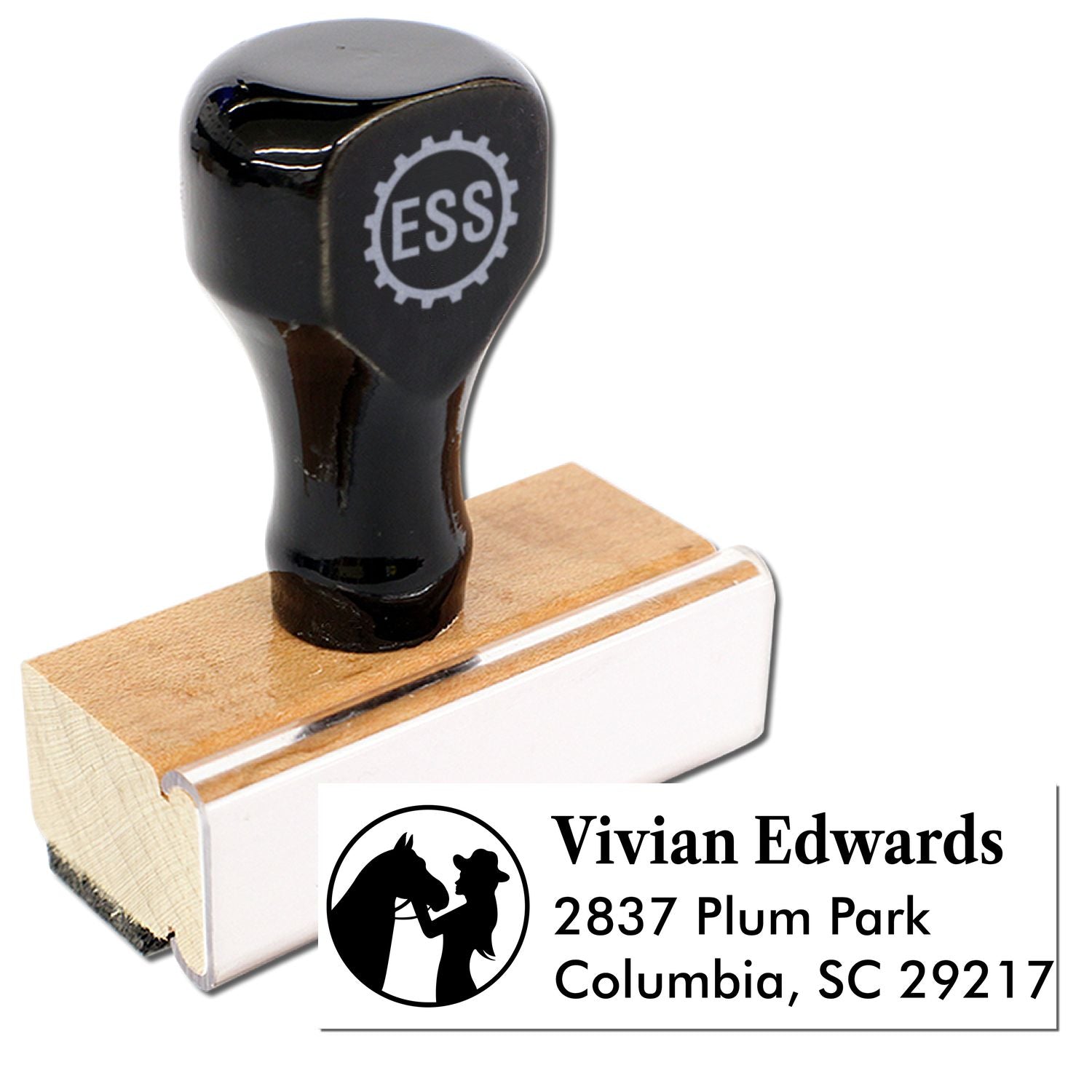 Cowgirl's Companion Horse Personalized Mailing Rubber Stamp - Engineer Seal Stamps