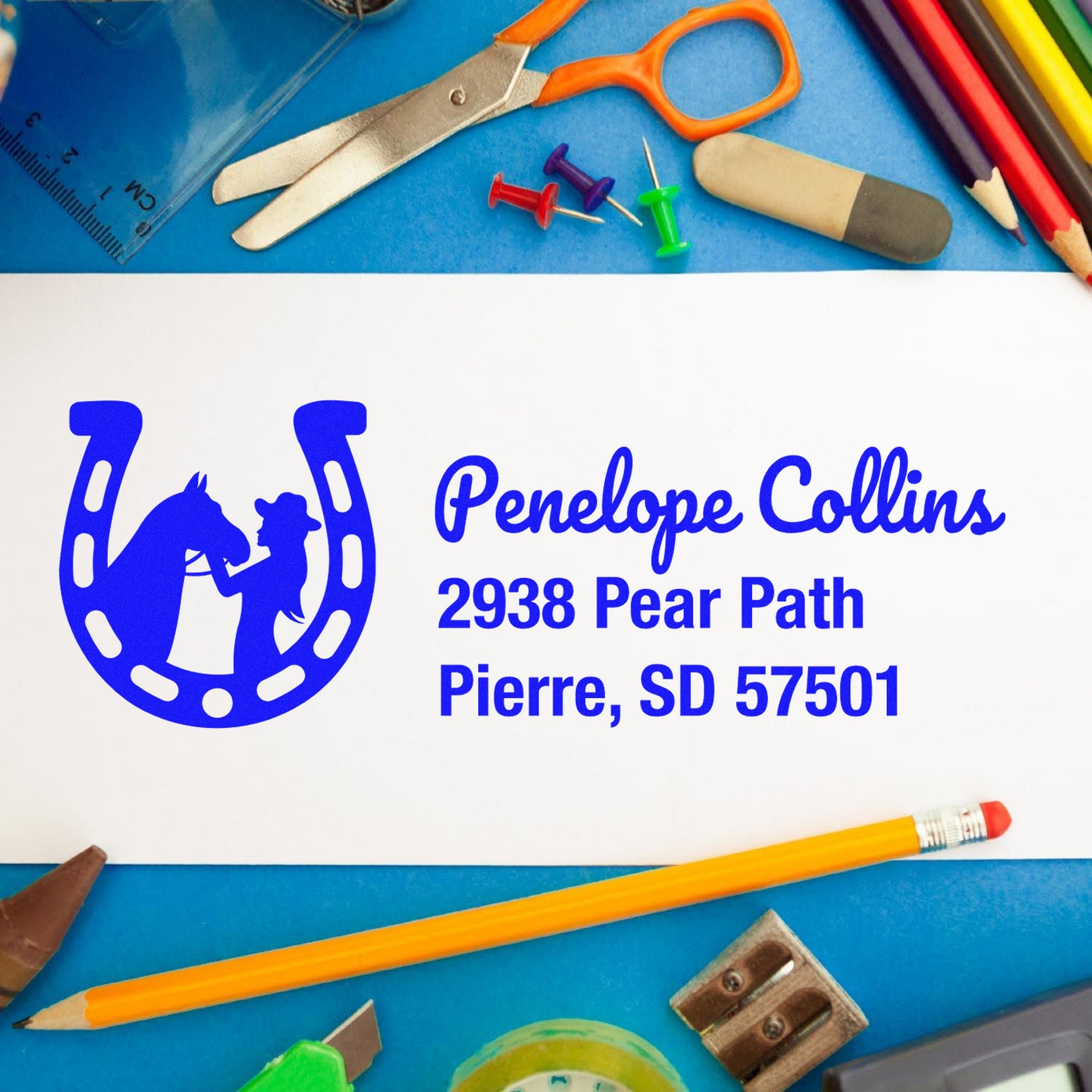 Horseshoe Harmony Horse Personalized Mail Rubber Stamp - Engineer Seal Stamps