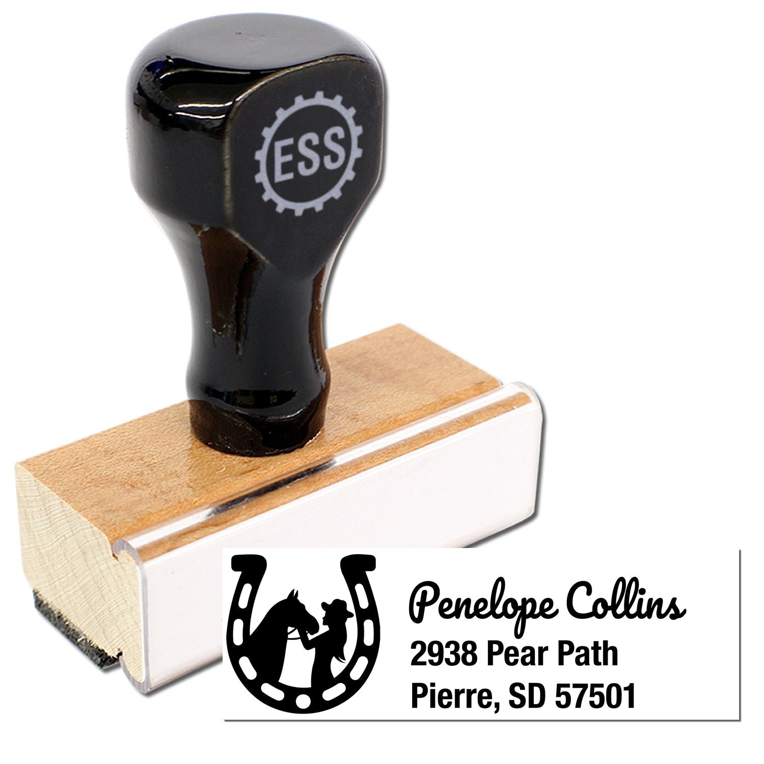 Horseshoe Harmony Horse Personalized Mail Rubber Stamp - Engineer Seal Stamps