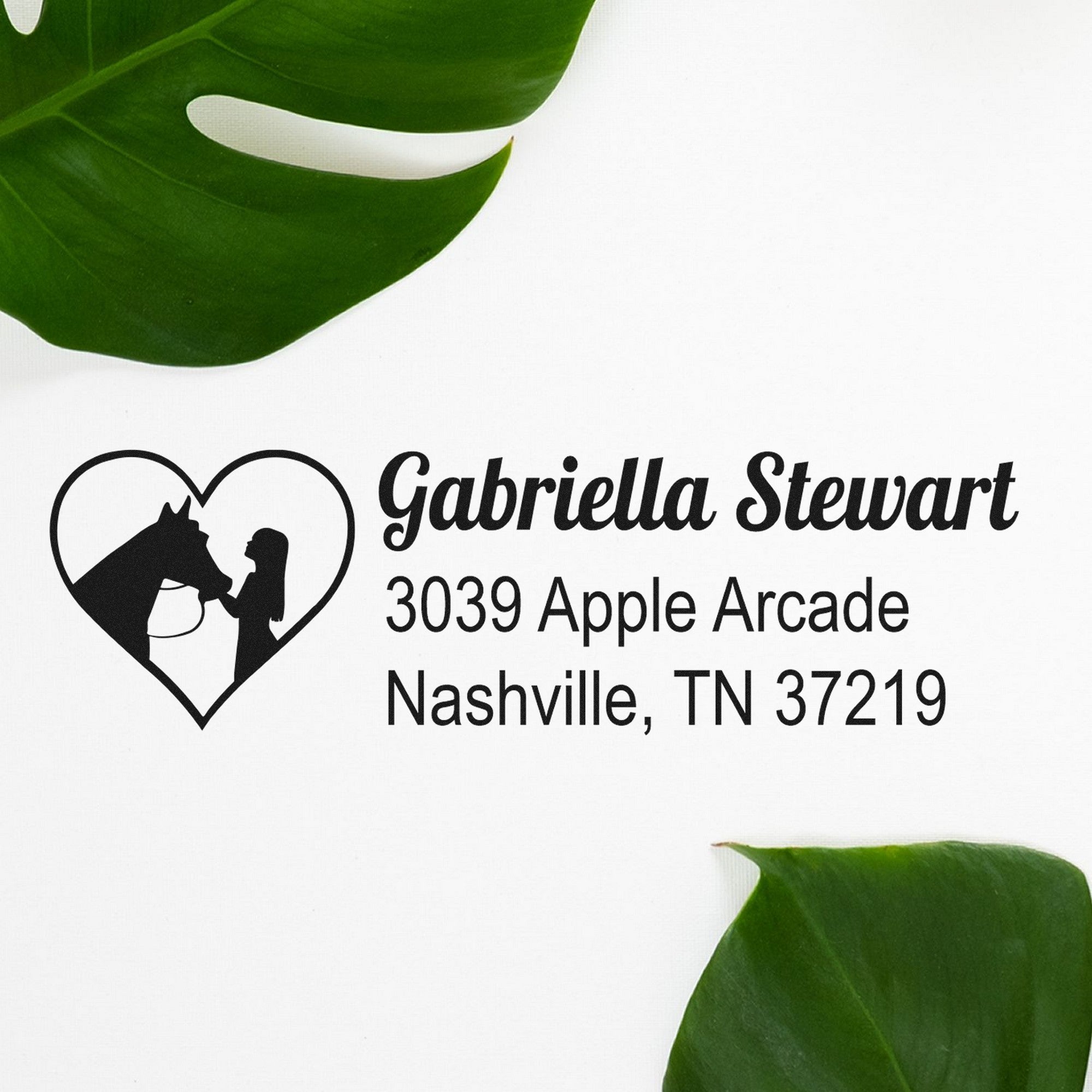 Self-Inking Cowgirl's Heart Equestrian Customize Name and Address Stamp - Engineer Seal Stamps