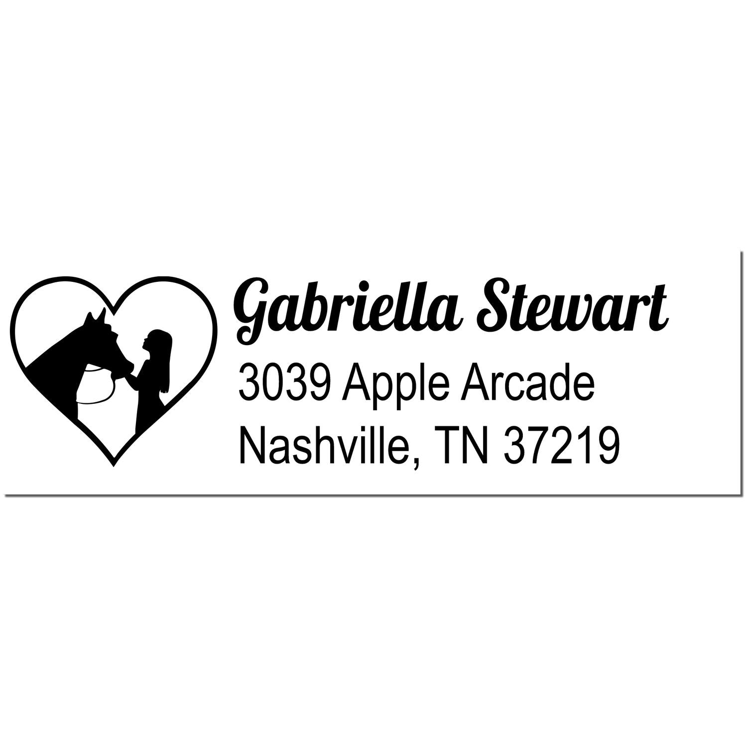 Self-Inking Cowgirl's Heart Equestrian Customize Name and Address Stamp - Engineer Seal Stamps
