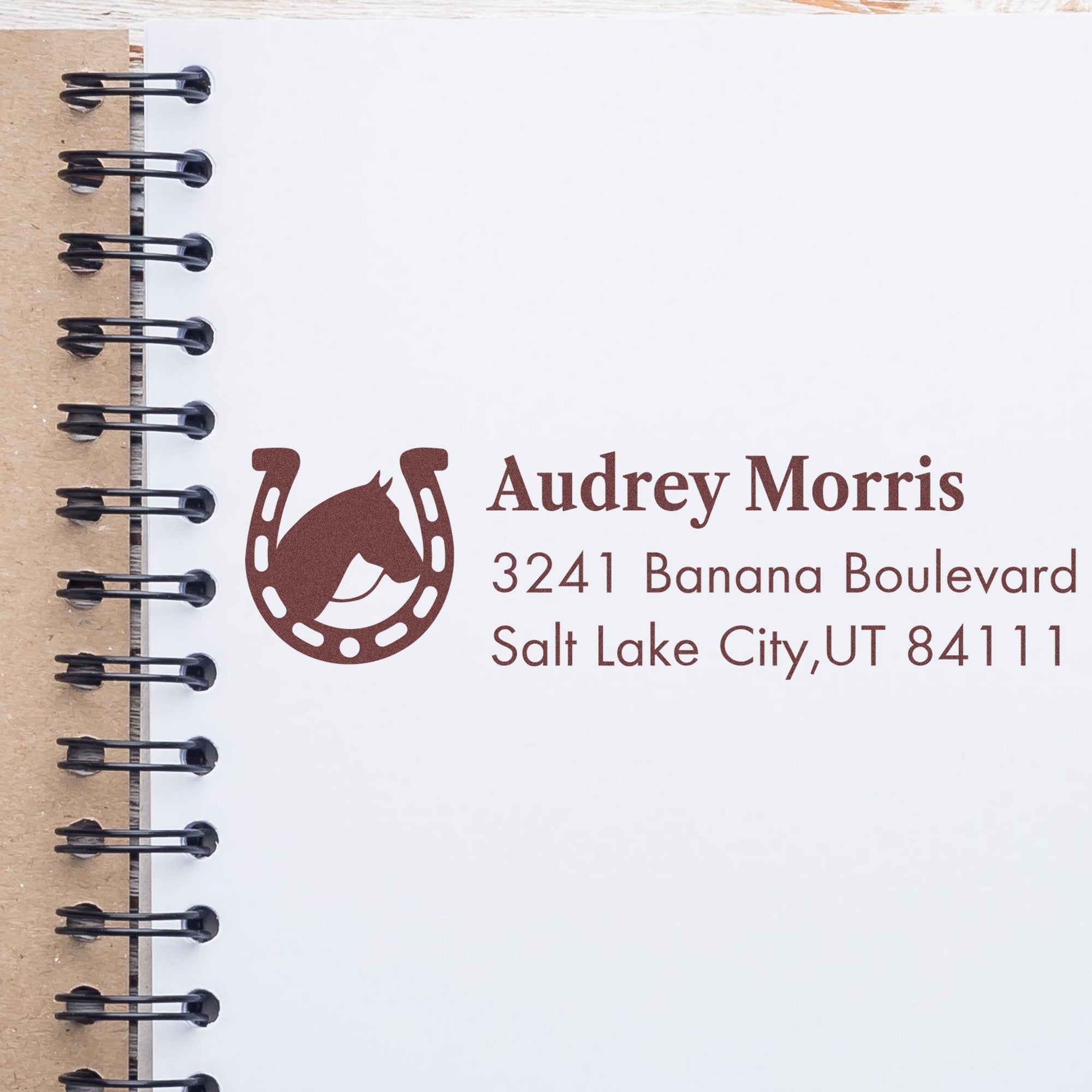 Rustic Ranger Horse Personalized Mailing Address Rubber Stamp - Engineer Seal Stamps