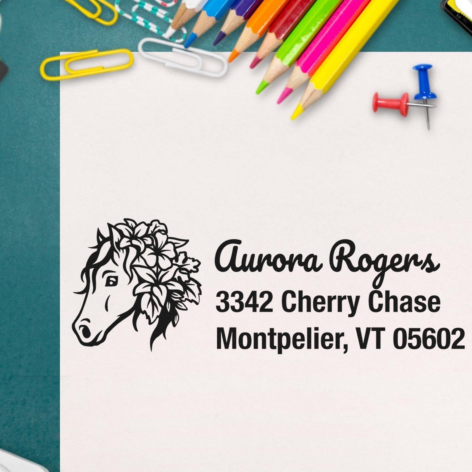 Proud Prince Horse Personalized Mail Address Rubber Stamp - Engineer Seal Stamps