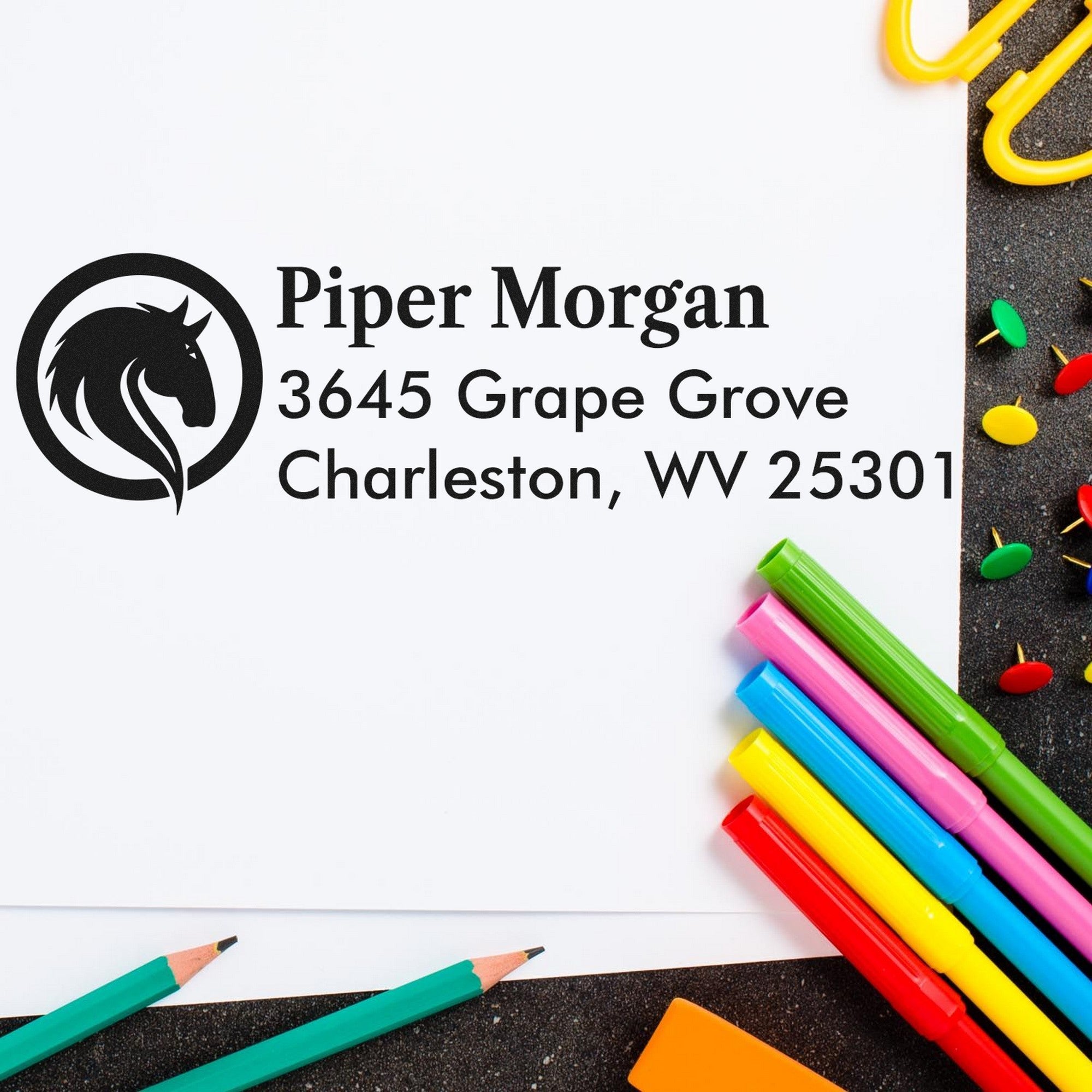 Glorious Glory Horse Personalized Address Label Rubber Stamp - Engineer Seal Stamps