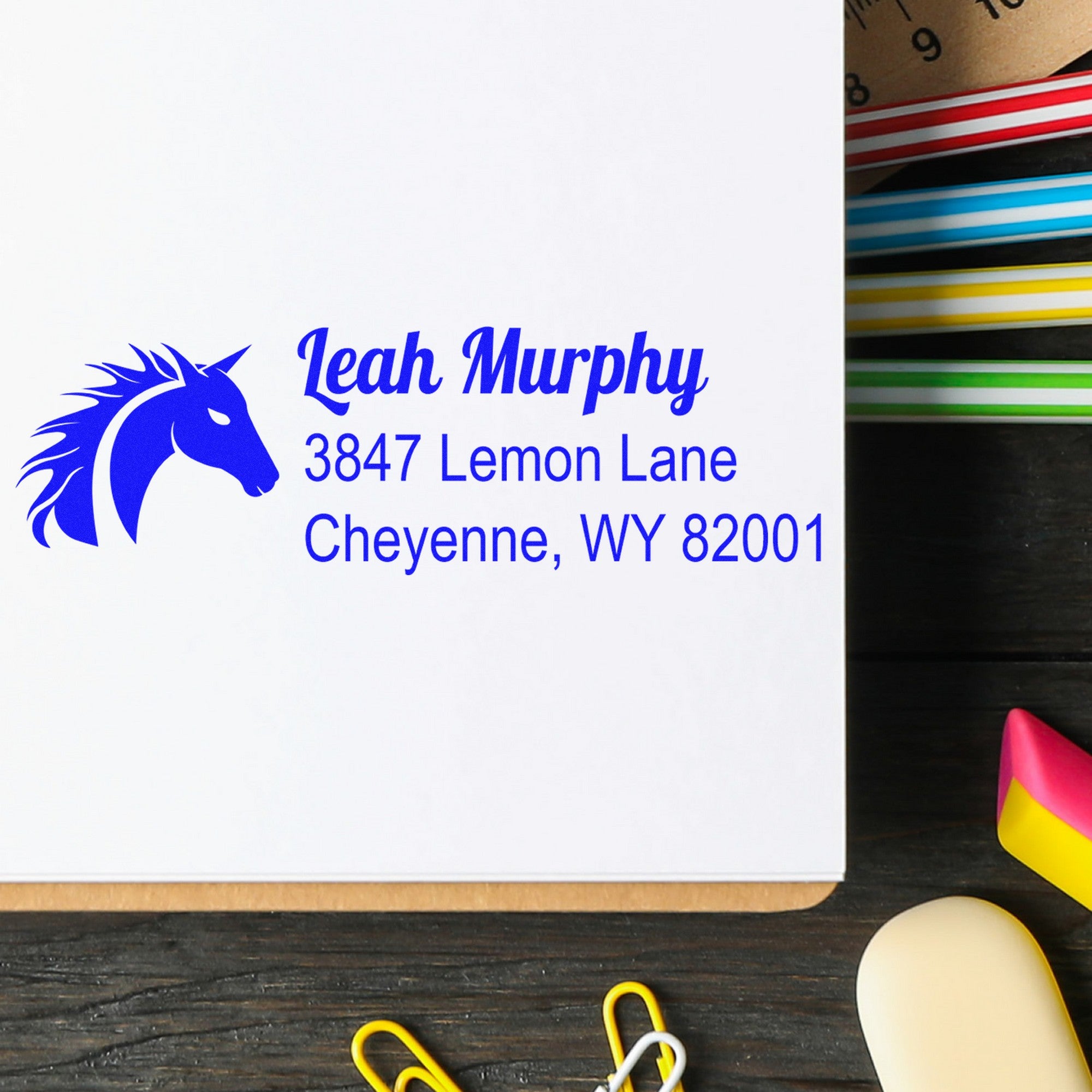Self-Inking Emerald Green Equestrian Customize Home Address For Envelopes Stamp - Engineer Seal Stamps