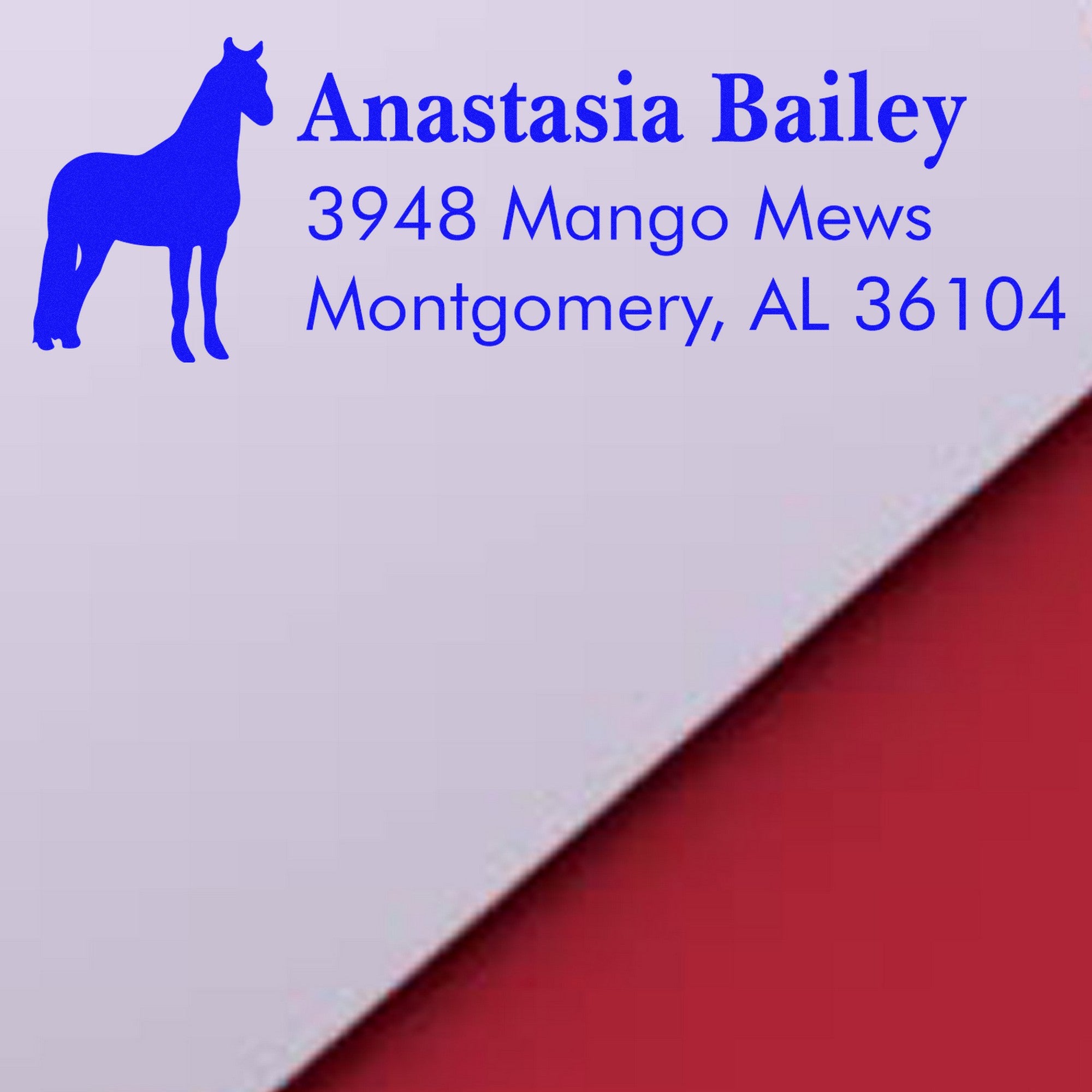 Self-Inking Ruby Red Equestrian Customizable Address Stamp - Engineer Seal Stamps