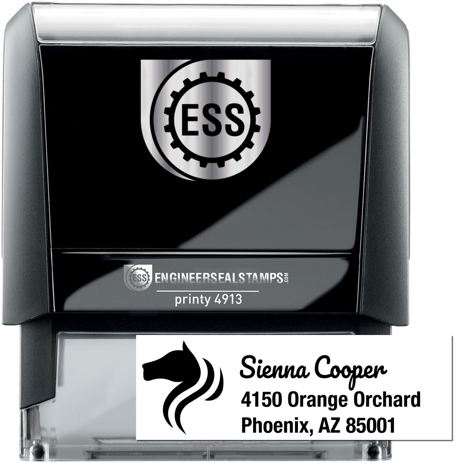 Self-Inking Silver Mist Equestrian Customizable Return Address Stamp - Engineer Seal Stamps