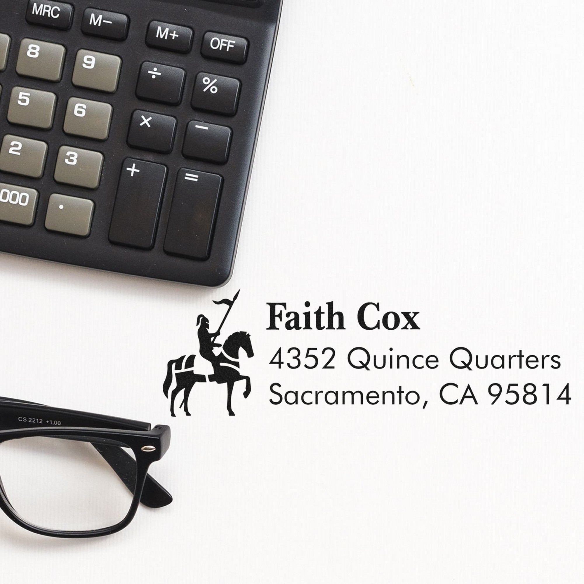 PSI Gallant Knight Steed Handmade Address Pre-Inked Stamp - Engineer Seal Stamps