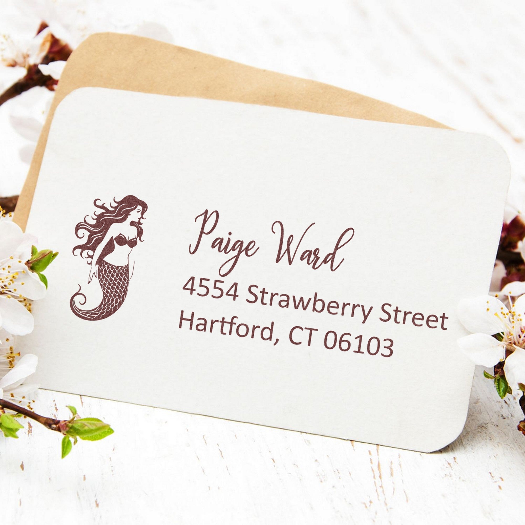 Self-Inking Siren's Call Mermaid Custom Mailing Address Stamp - Engineer Seal Stamps