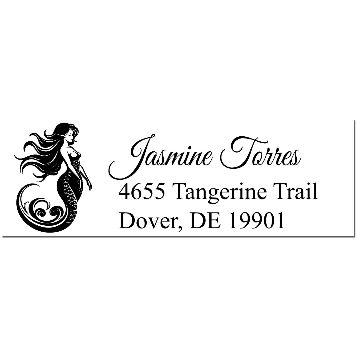 Self-Inking Mystic Mermaid Custom Mail Address Stamp - Engineer Seal Stamps